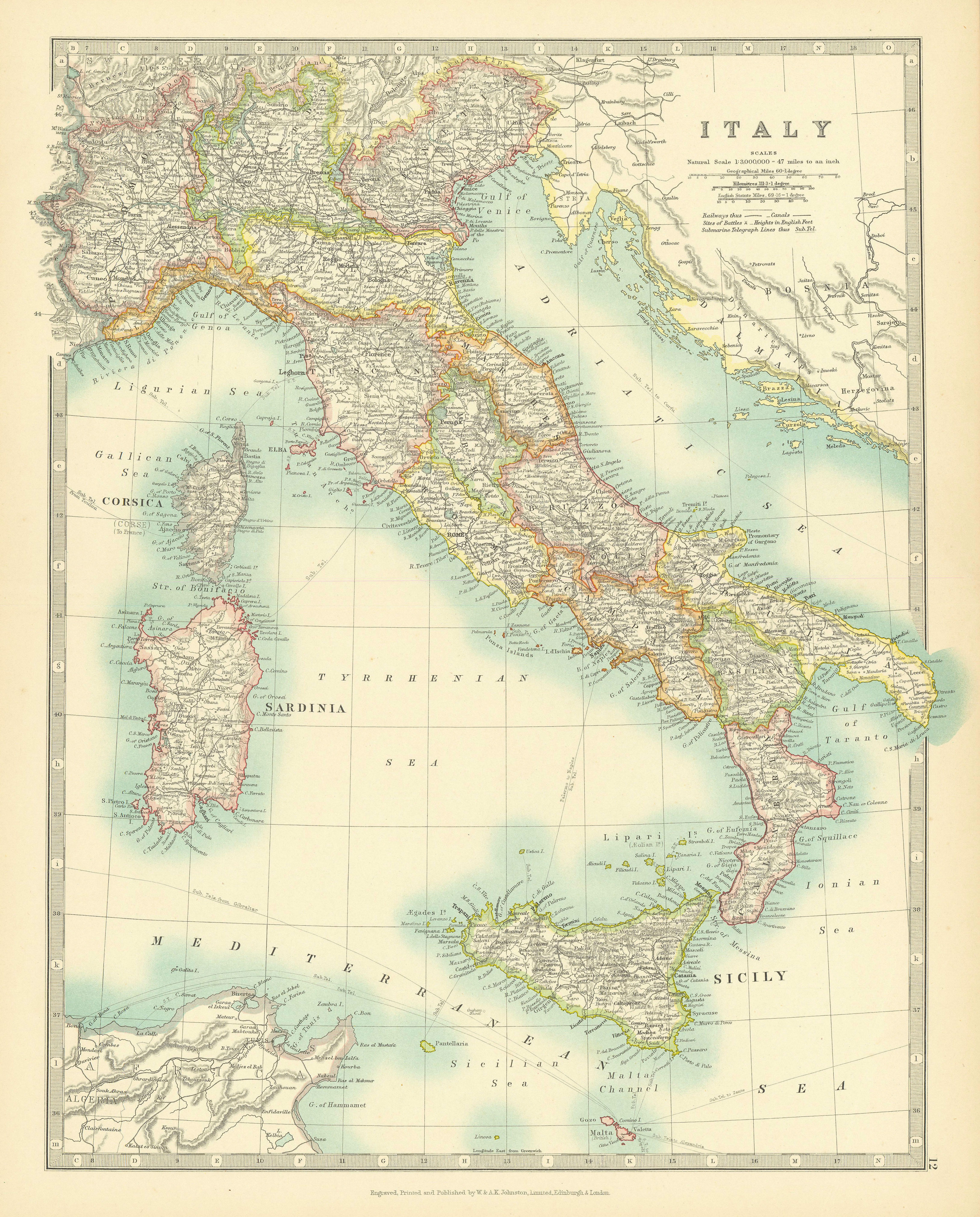 Associate Product ITALY. Railways. Key battlefields & dates. JOHNSTON 1911 old antique map chart