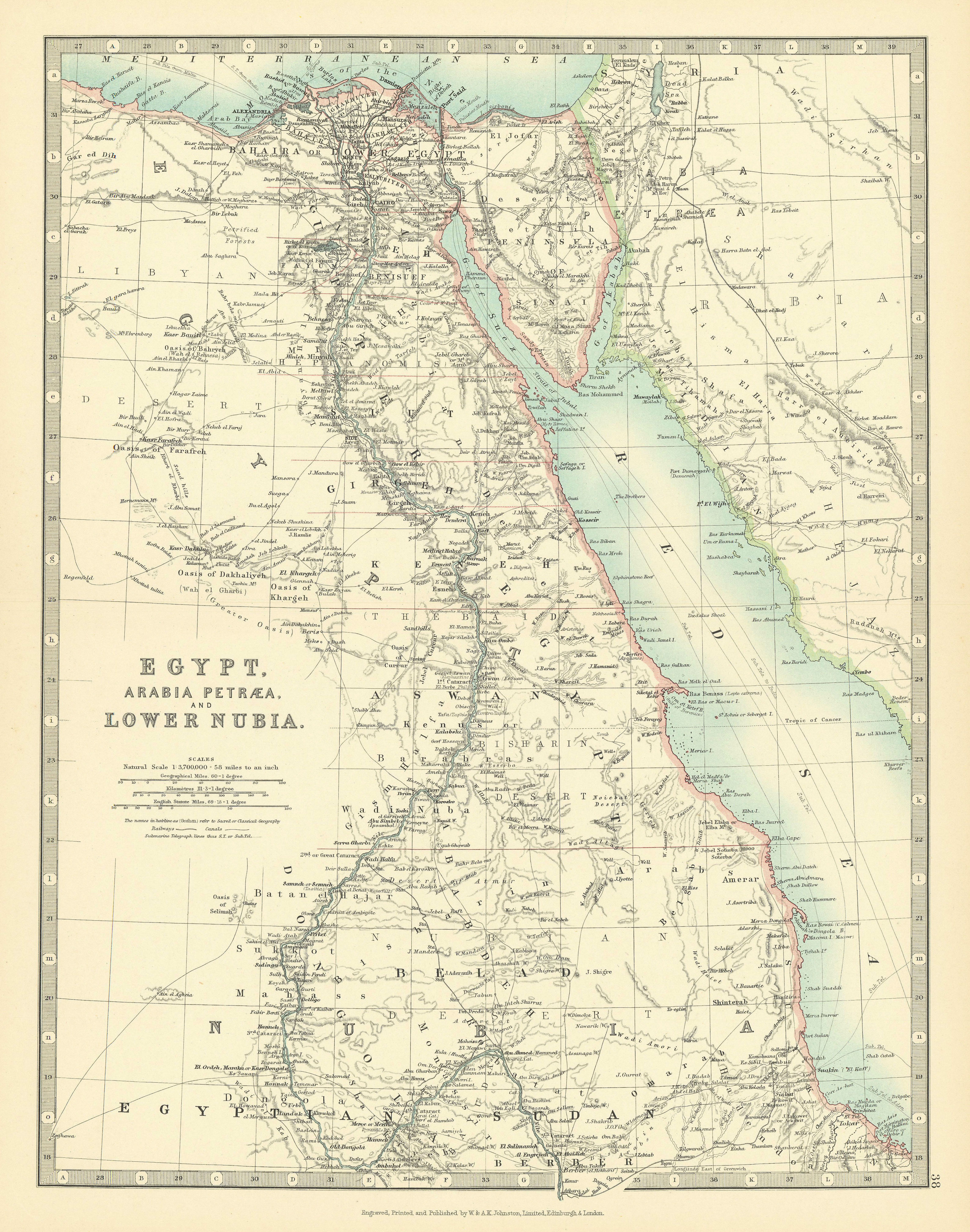 EGYPT ARABIA PETRAEA LOWER NUBIA. Nile Valley Red Sea Sharm El Sheikh 1911 map