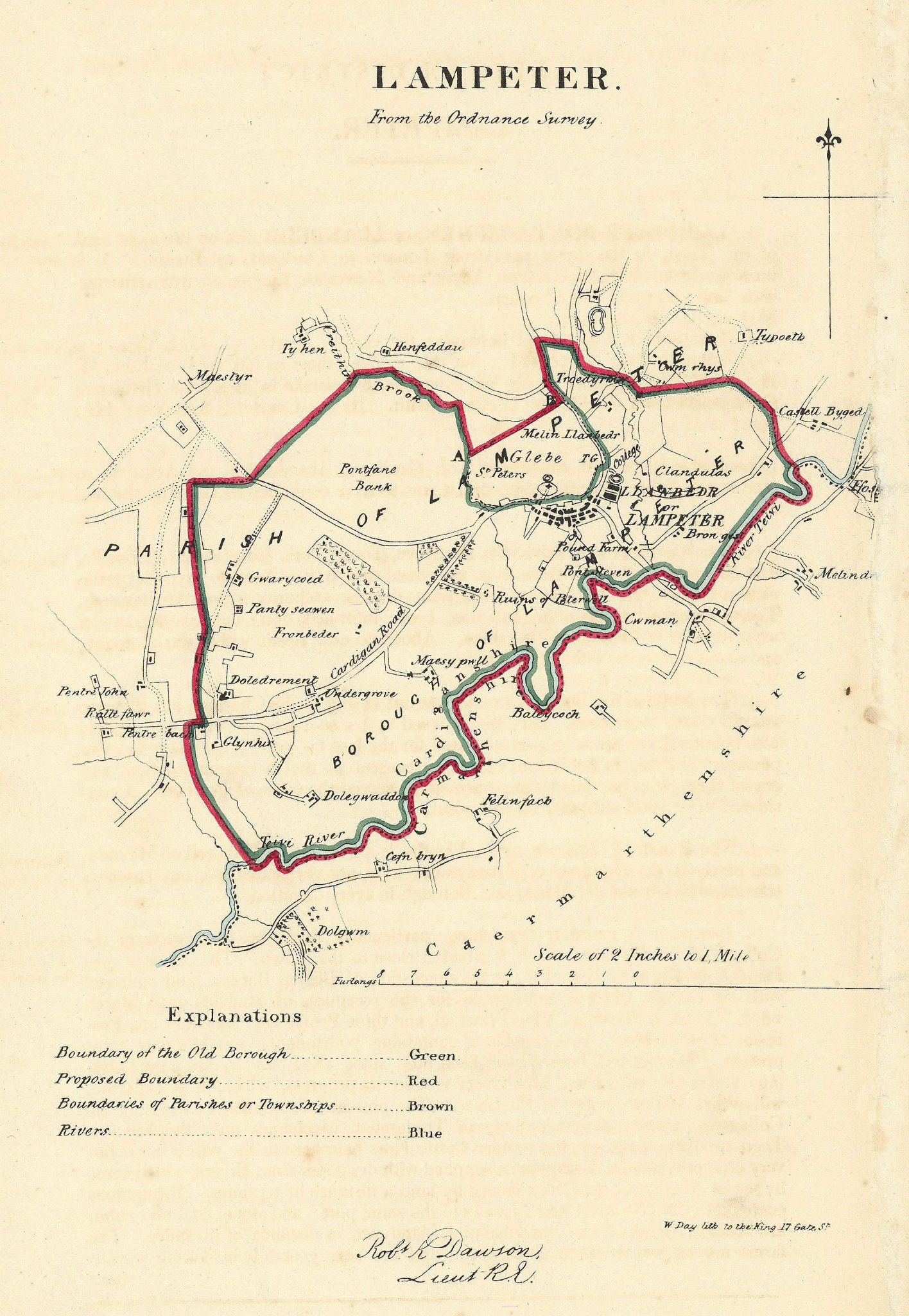 LAMPETER/LLAMBED borough/town plan. REFORM ACT. Cwmann. Wales. DAWSON 1832 map
