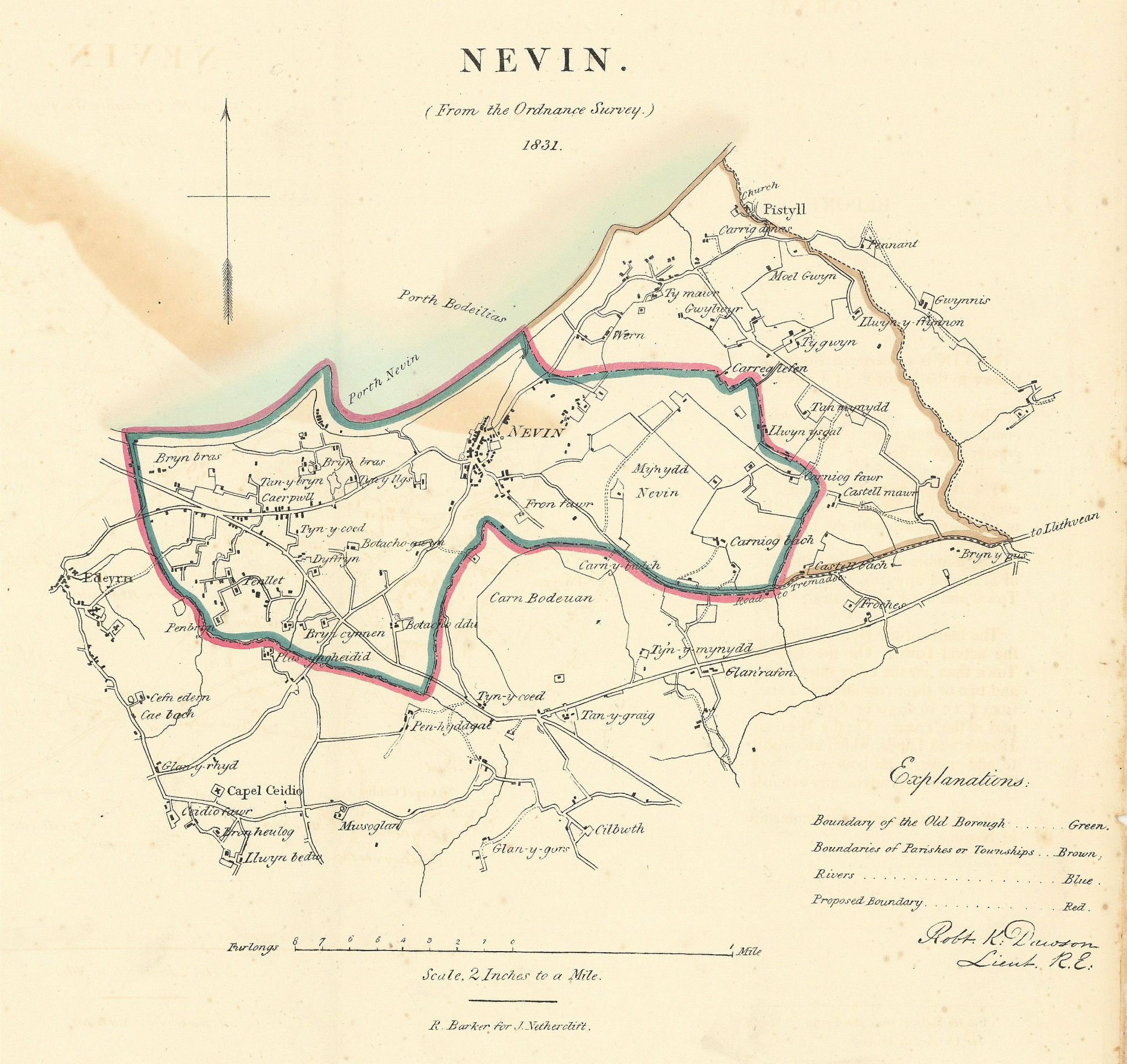 NEVIN/NEFYN borough/town plan for the REFORM ACT. Pistyll Wales. DAWSON 1832 map