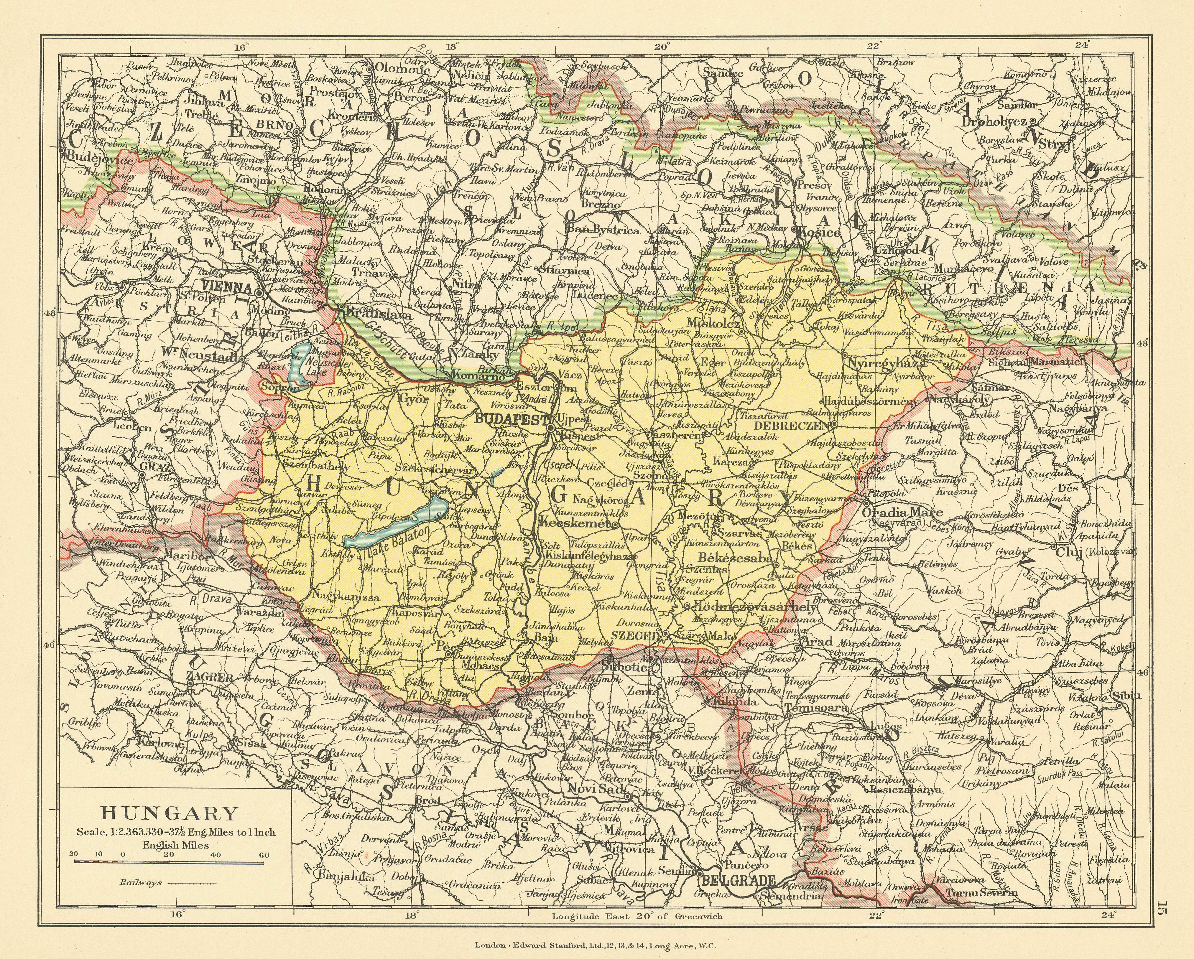 Associate Product Hungary. Czechoslovakia Romania Yugoslavia Austria. STANFORD c1925 old map