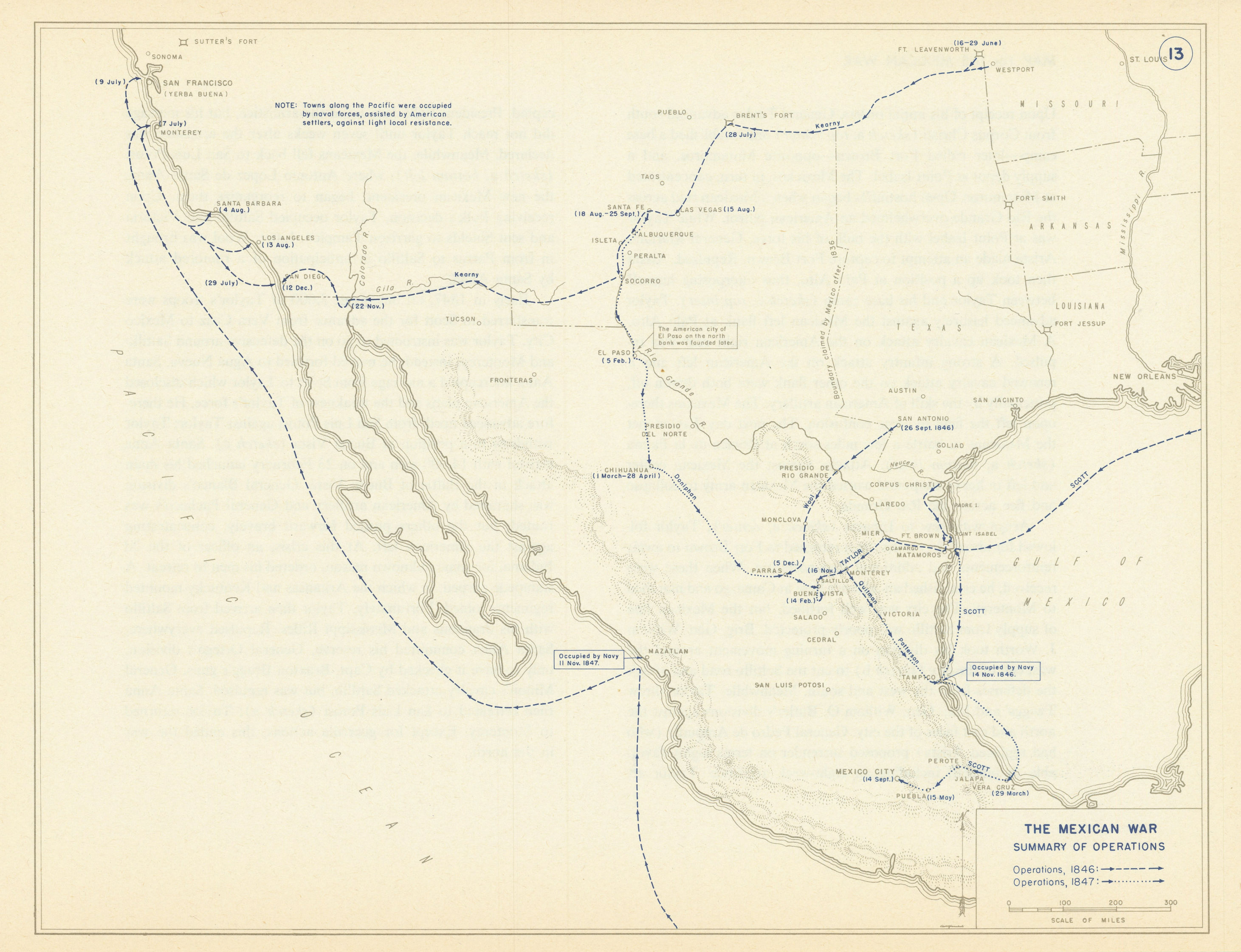 Associate Product Mexican-American War. Summary of Operations 1846-1847. Mexico 1959 old map