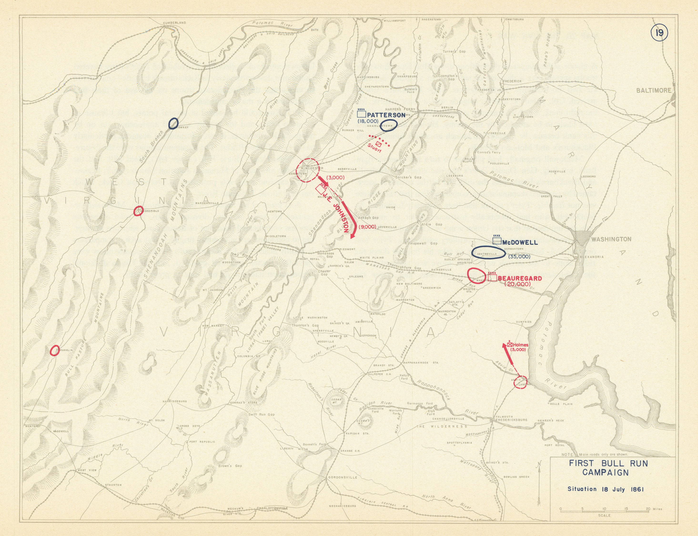 Associate Product American Civil War. First Battle of Bull Run. 18 July 1861. Virginia 1959 map