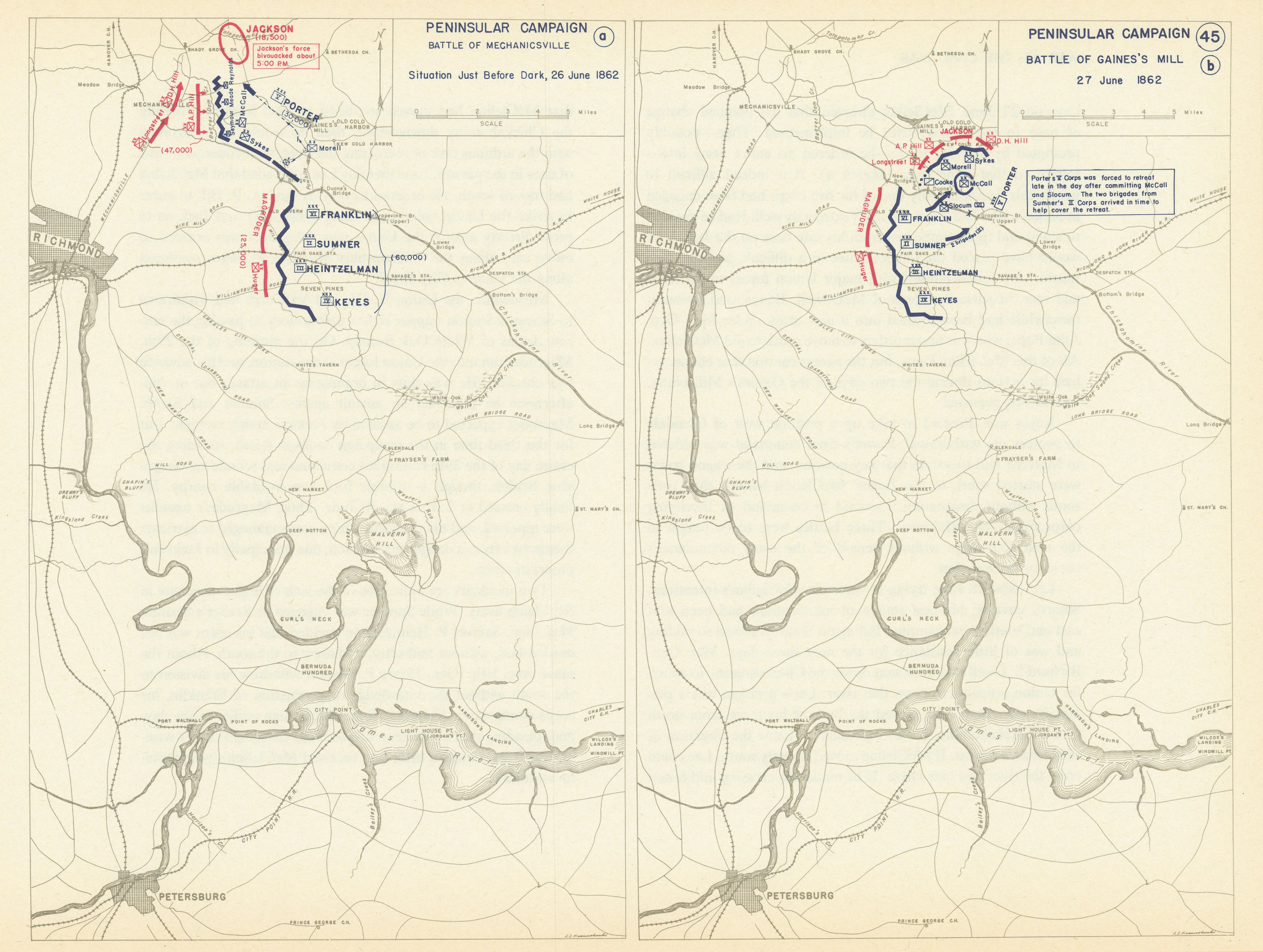 Associate Product American Civil War. 26-27 June 1862. Beaver Dam Creek & Gaines' Mill 1959 map