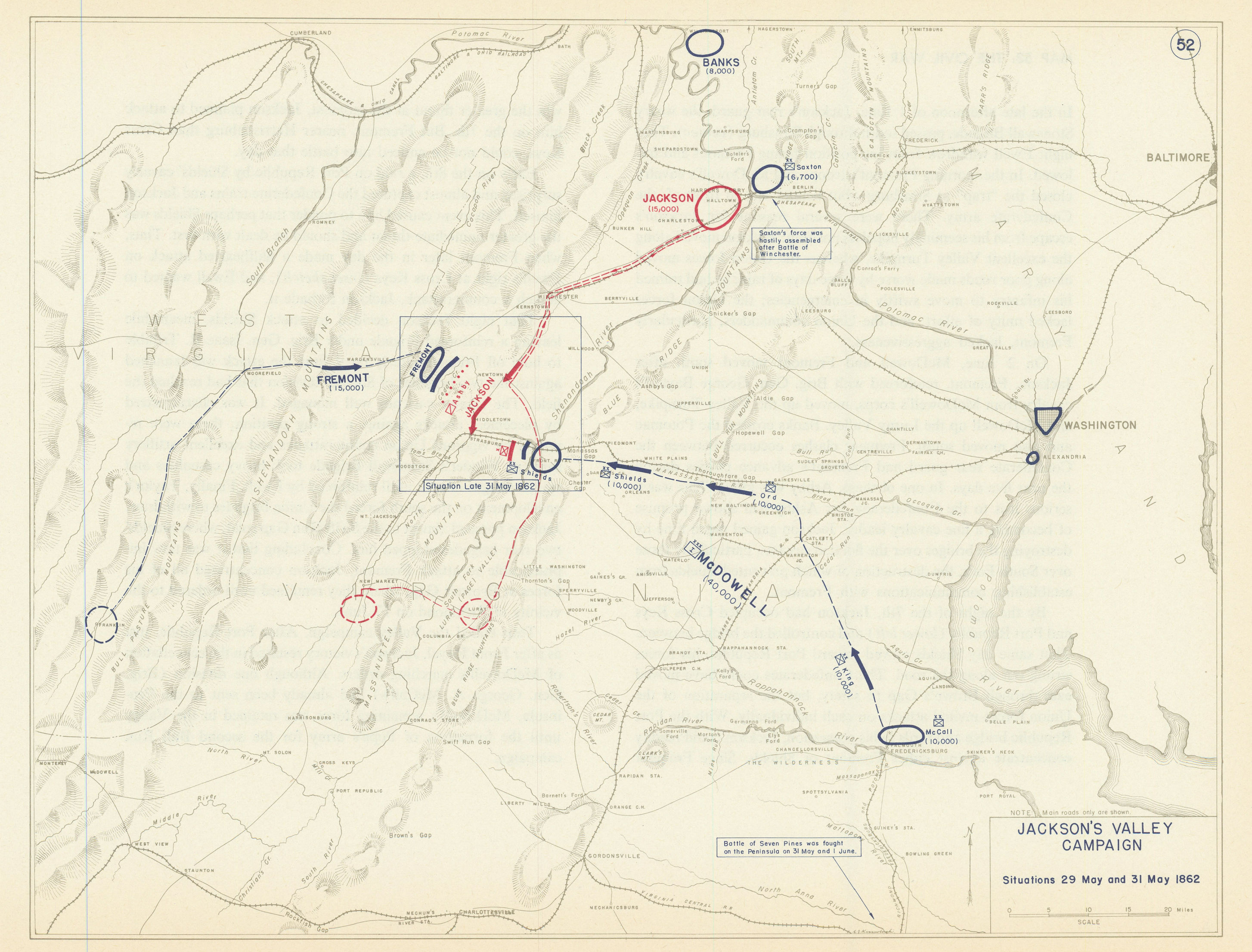 Associate Product American Civil War. Situation 29-31 May 1862. Jackson's Valley Campaign 1959 map