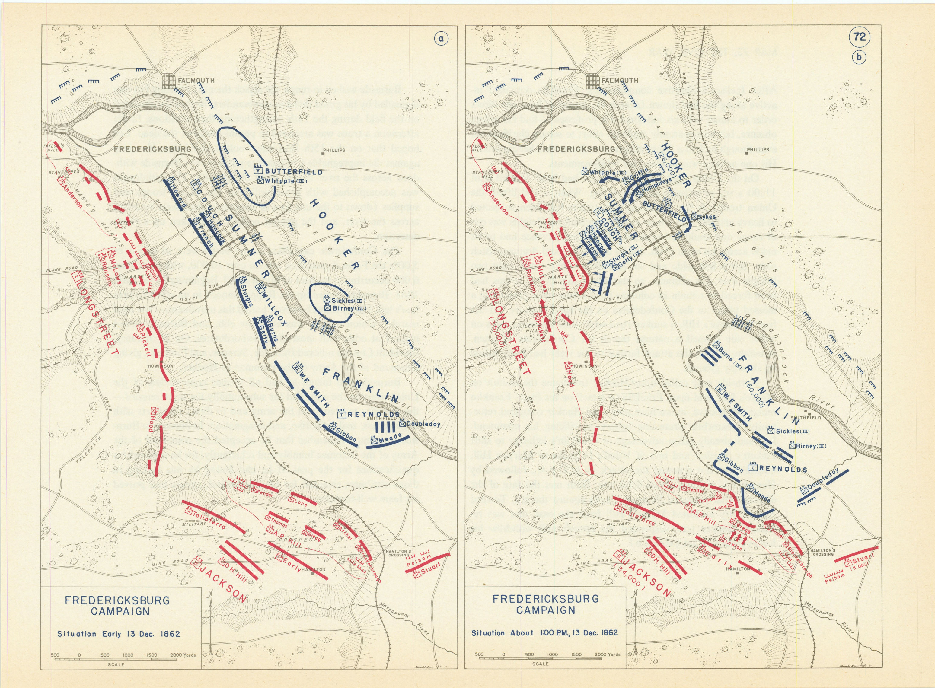 American Civil War. Morning 13 December 1862. Battle of Fredericksburg 1959 map