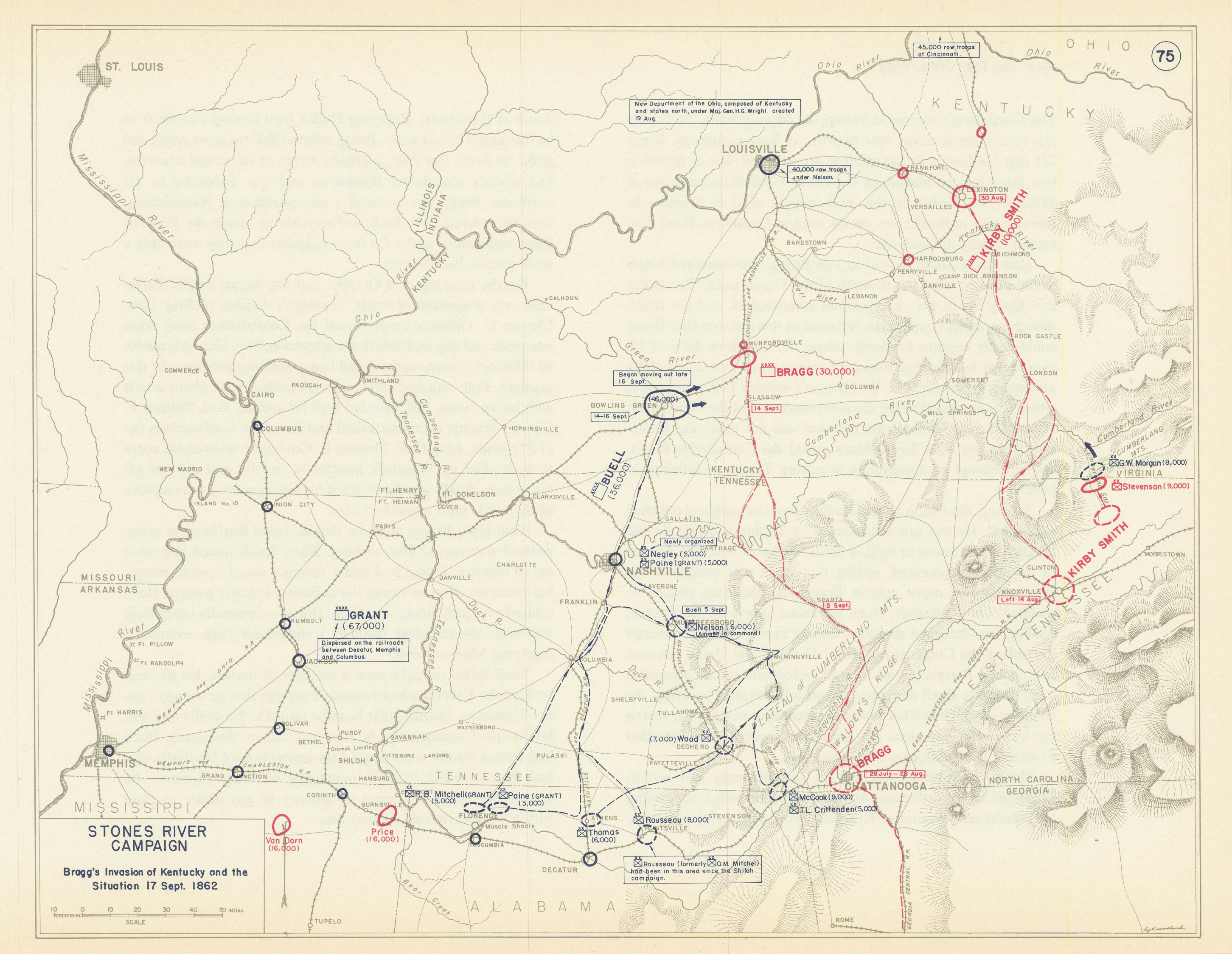 Associate Product American Civil War. 17 September 1862 Stones River Campaign 1959 old map