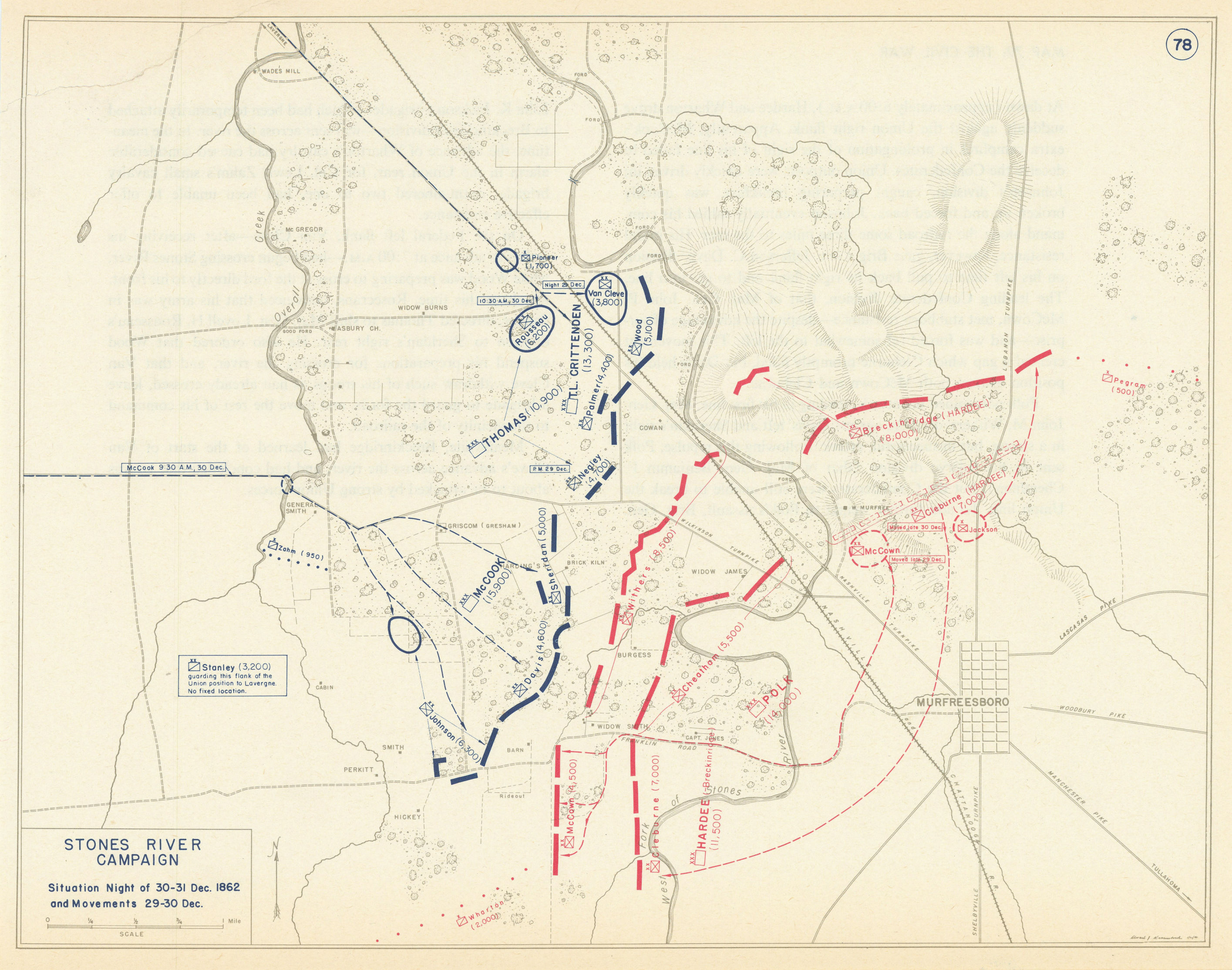 Associate Product American Civil War. 29-31 December 1862. Battle of Stones River 1959 old map