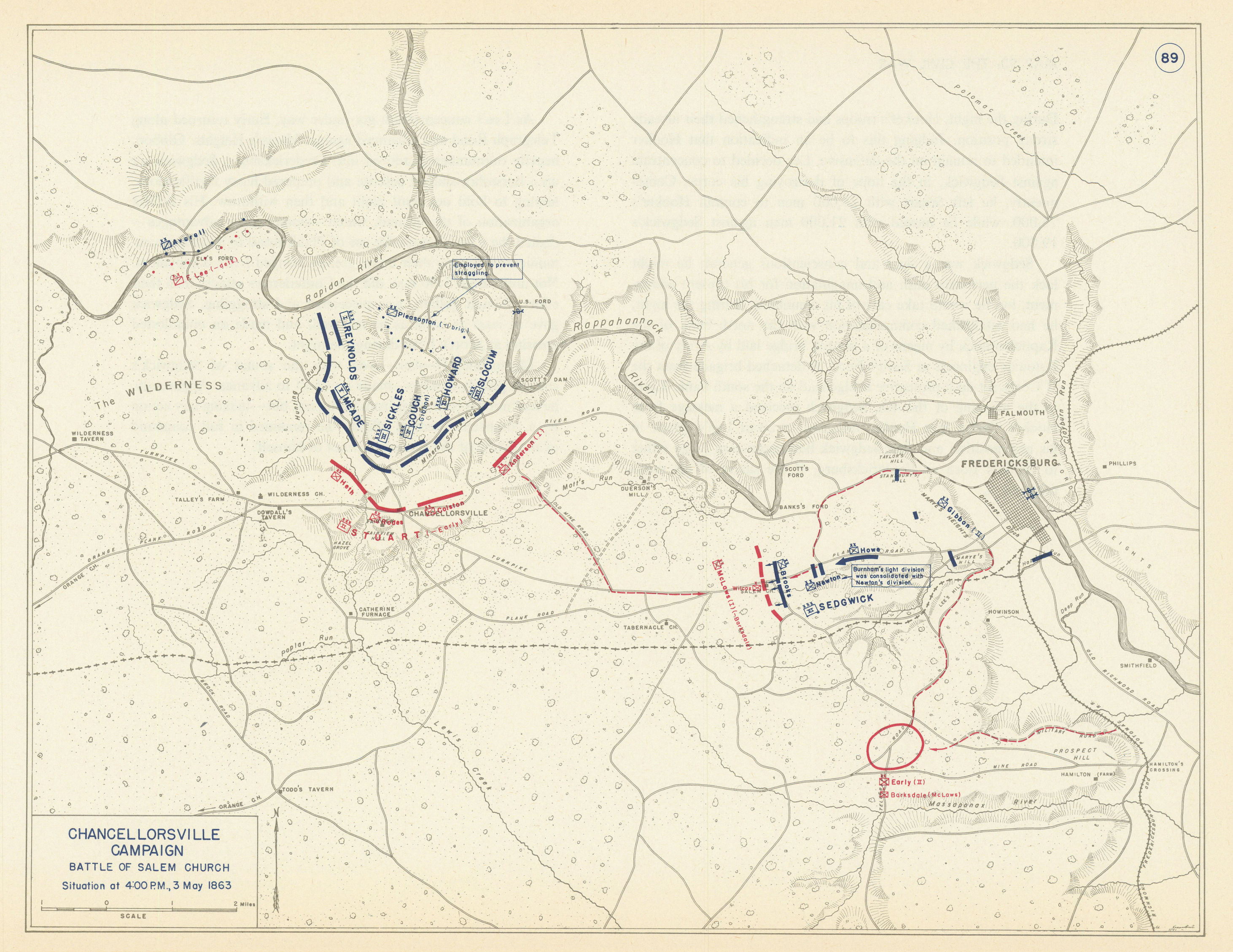 Associate Product American Civil War. 4pm, 3 May 1863. Chancellorsville. Salem's Church 1959 map