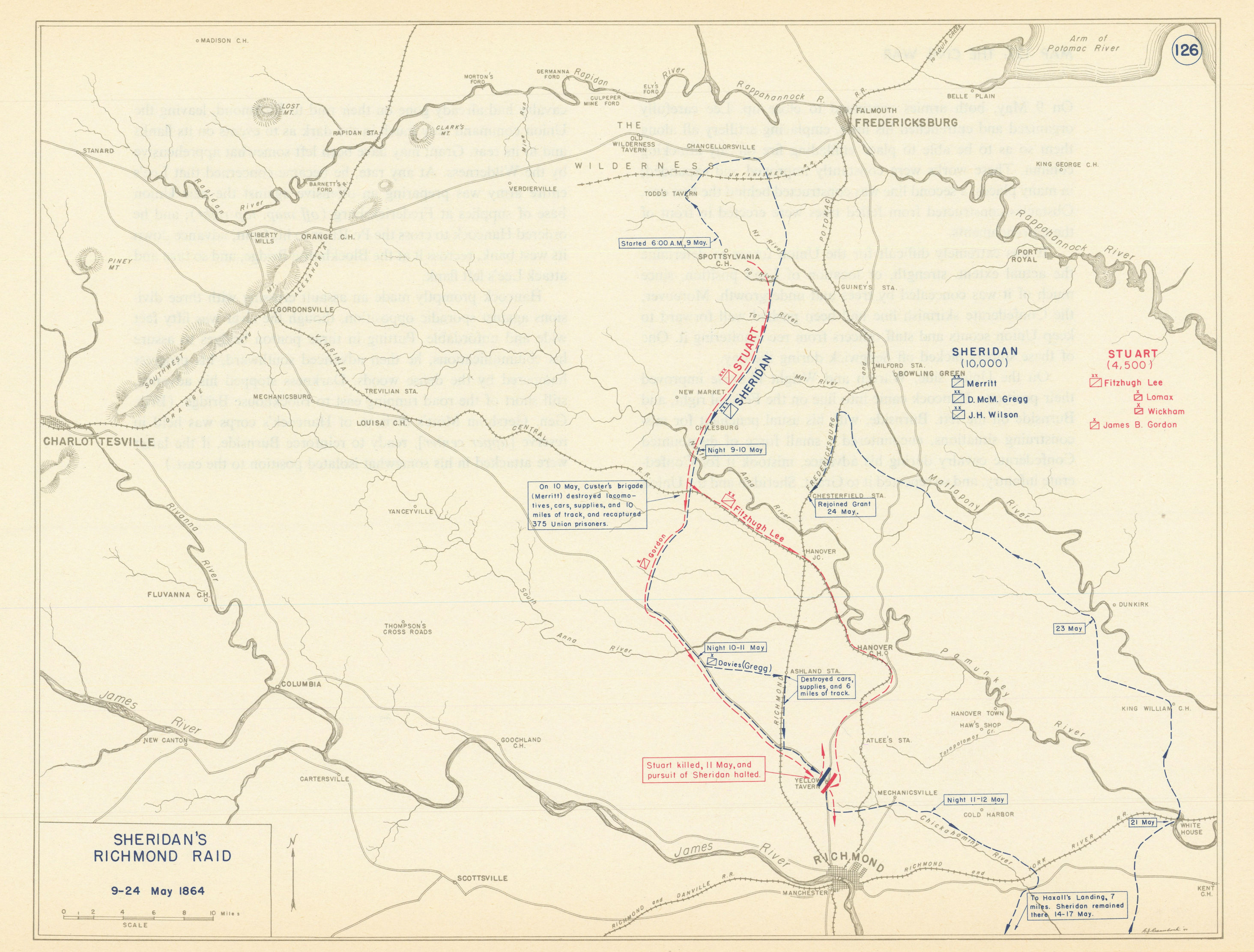 Associate Product American Civil War. 9-24 May 1864. Sheridan's Richmond Raid. Virginia 1959 map