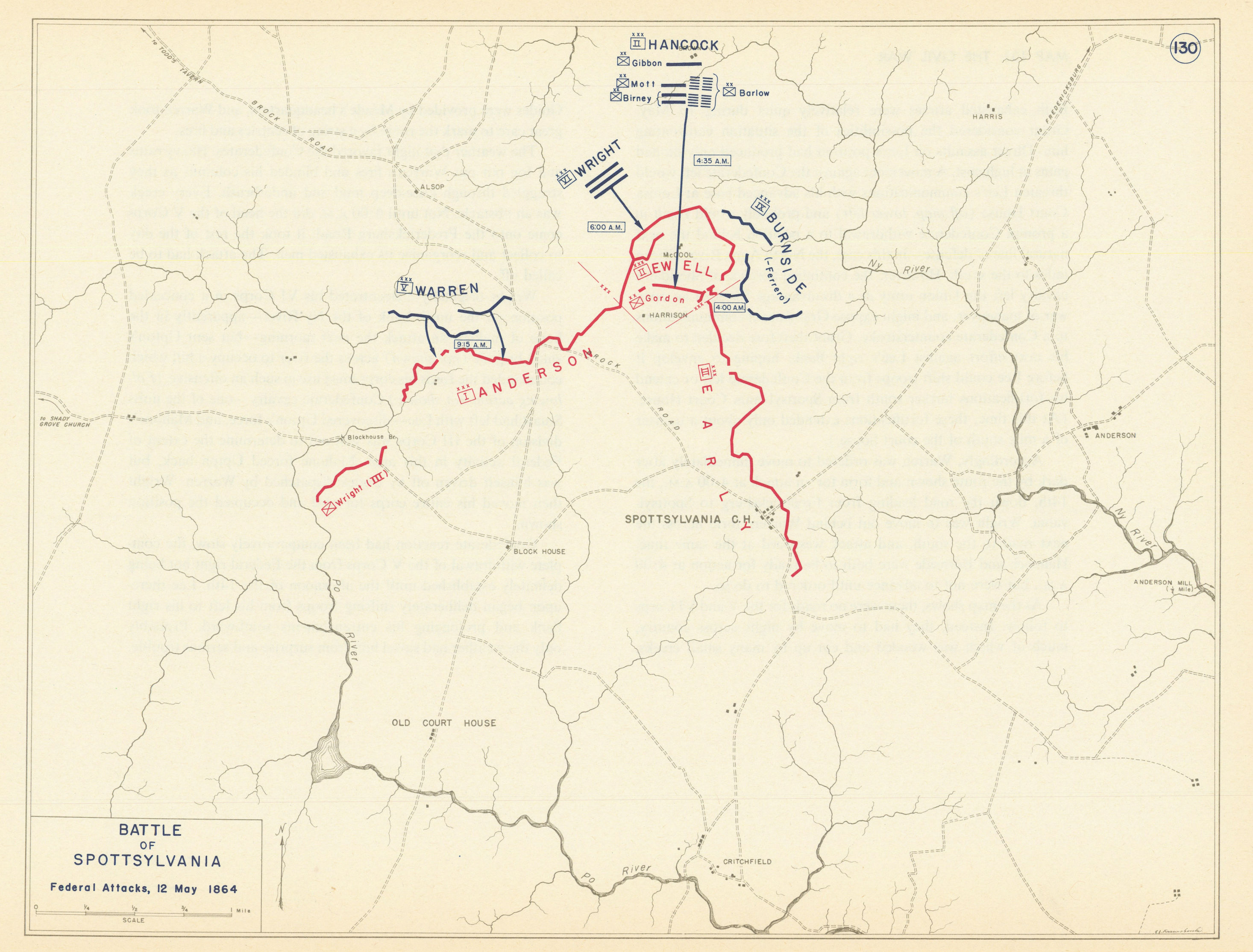 Associate Product American Civil War. 12 May 1864 Battle of Spotsylvania. Federal Attacks 1959 map