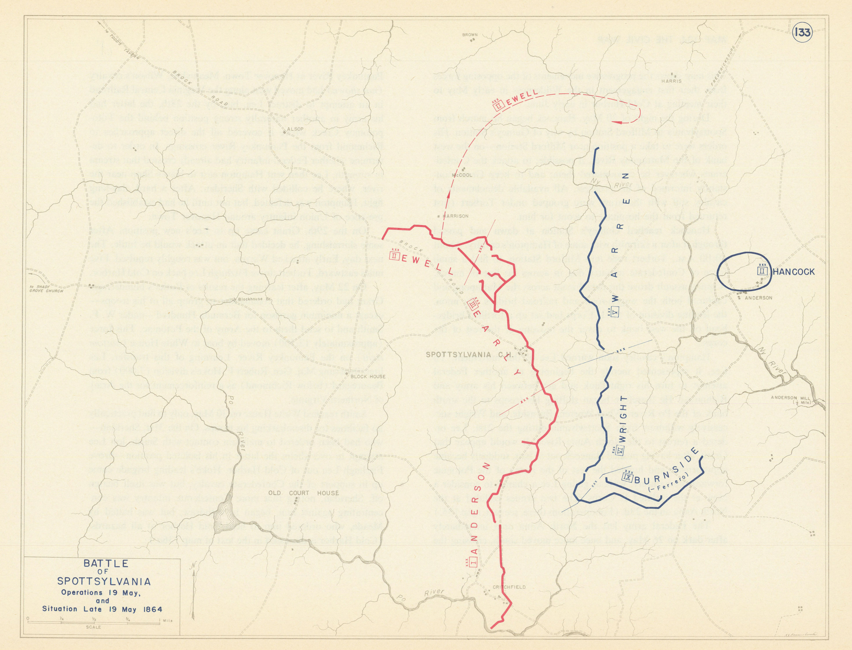 Associate Product American Civil War. 19 May 1864 Battle of Spotsylvania. Virginia 1959 old map