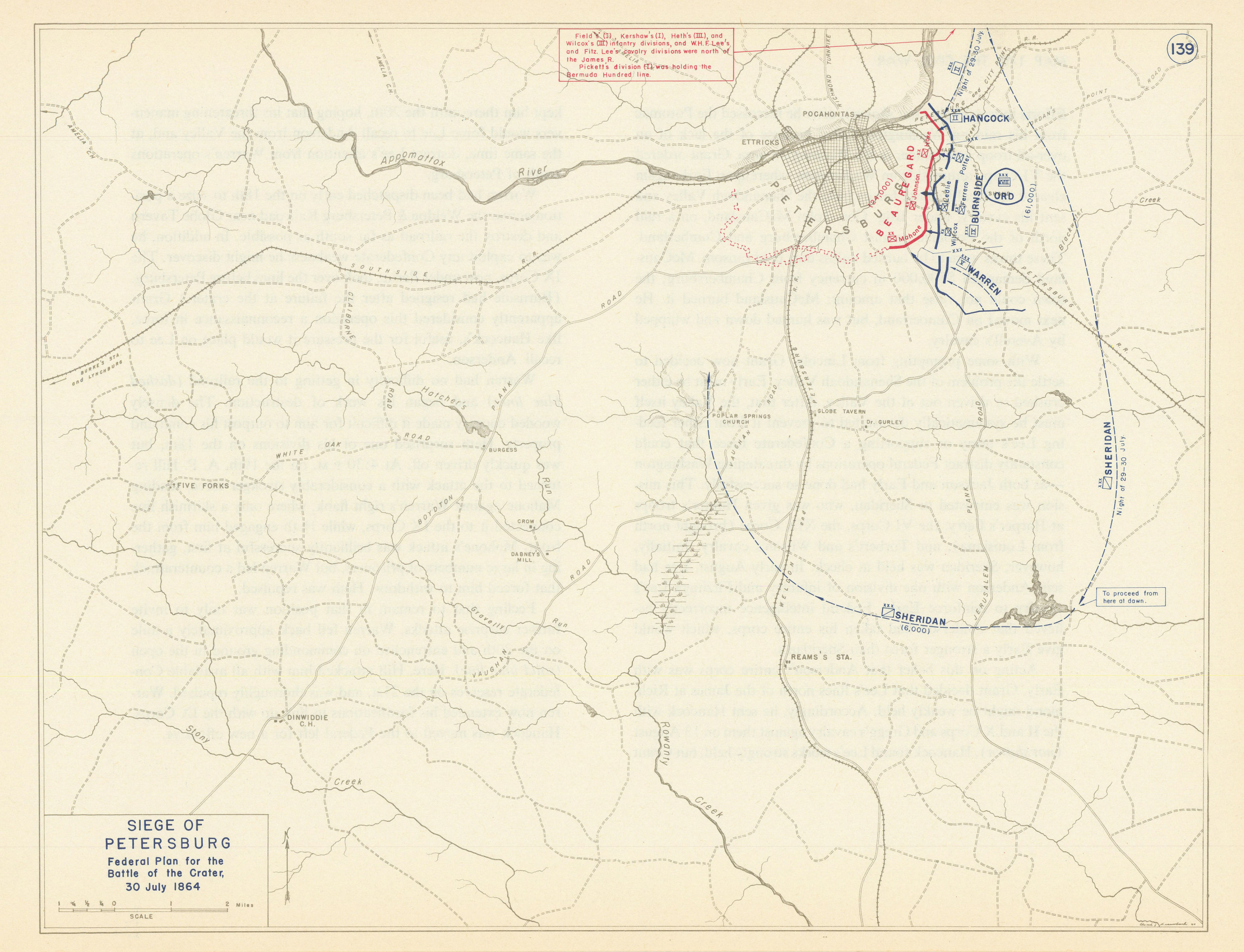 Associate Product American Civil War. 30 July 1864 Petersburg Siege. Battle of the Crater 1959 map