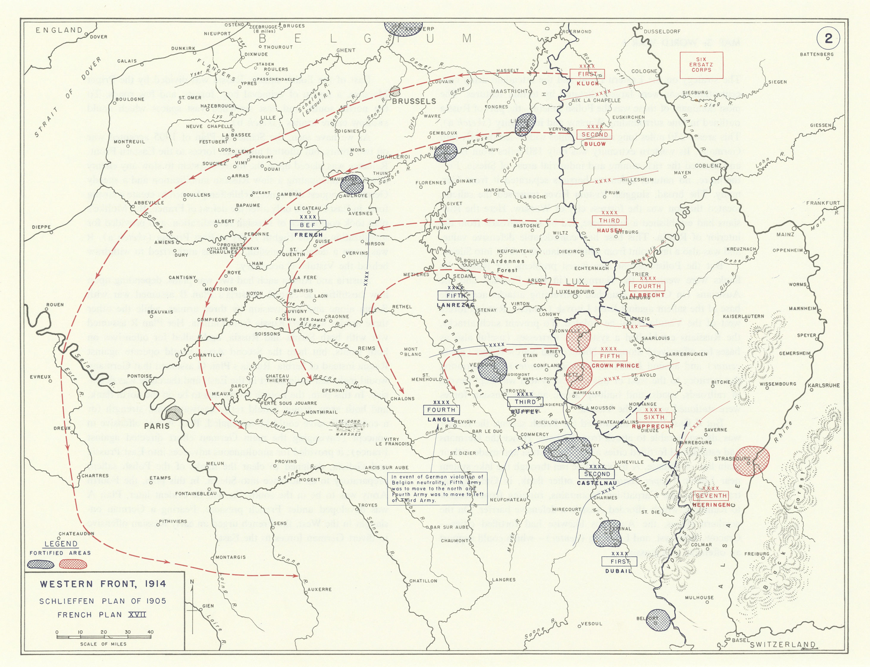 Associate Product World War 1. Western Front 1914. 1905 Schlieffen Plan. French Plan XVII 1959 map