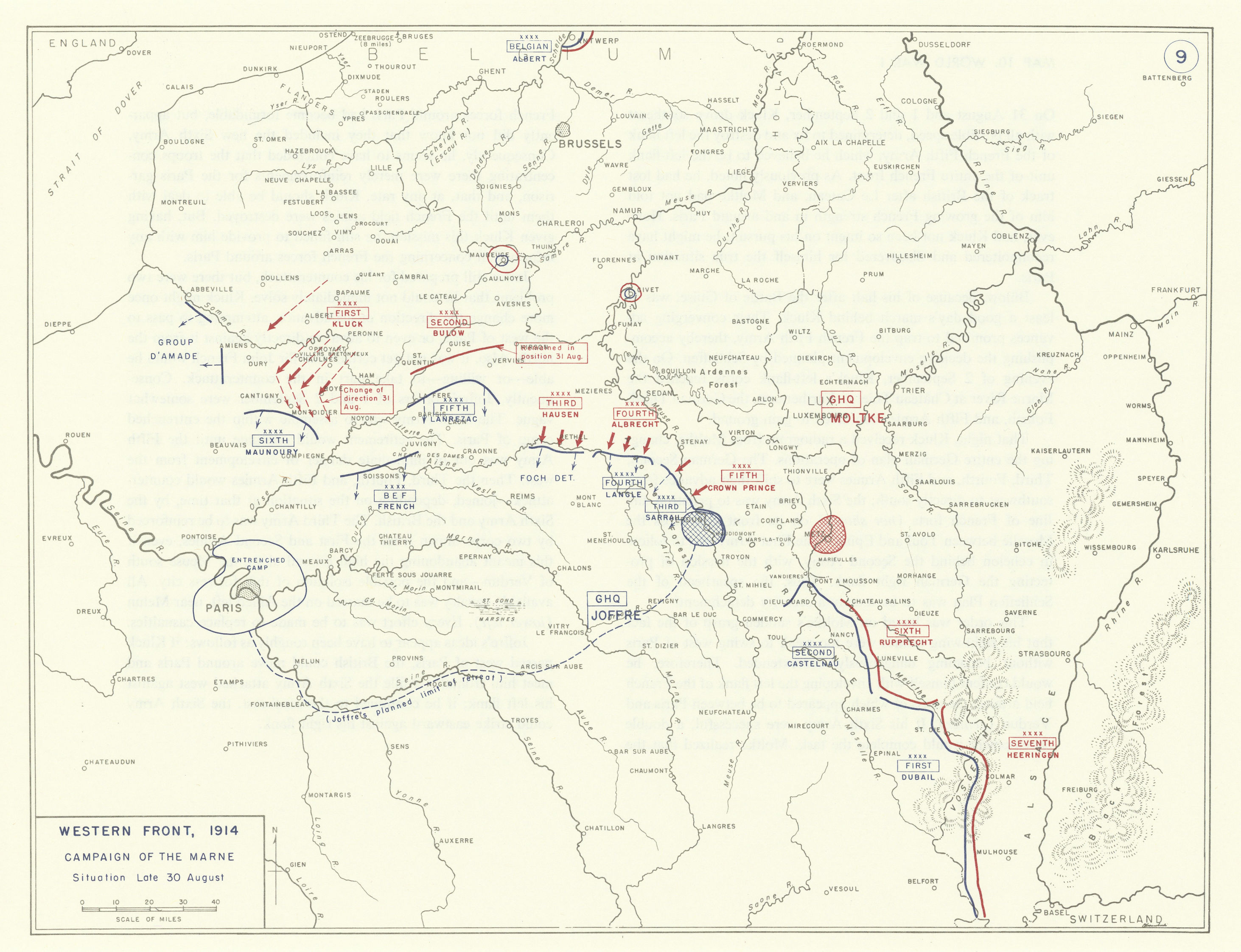 Associate Product World War 1. Western Front 30 August 1914. Campaign of the Marne 1959 old map