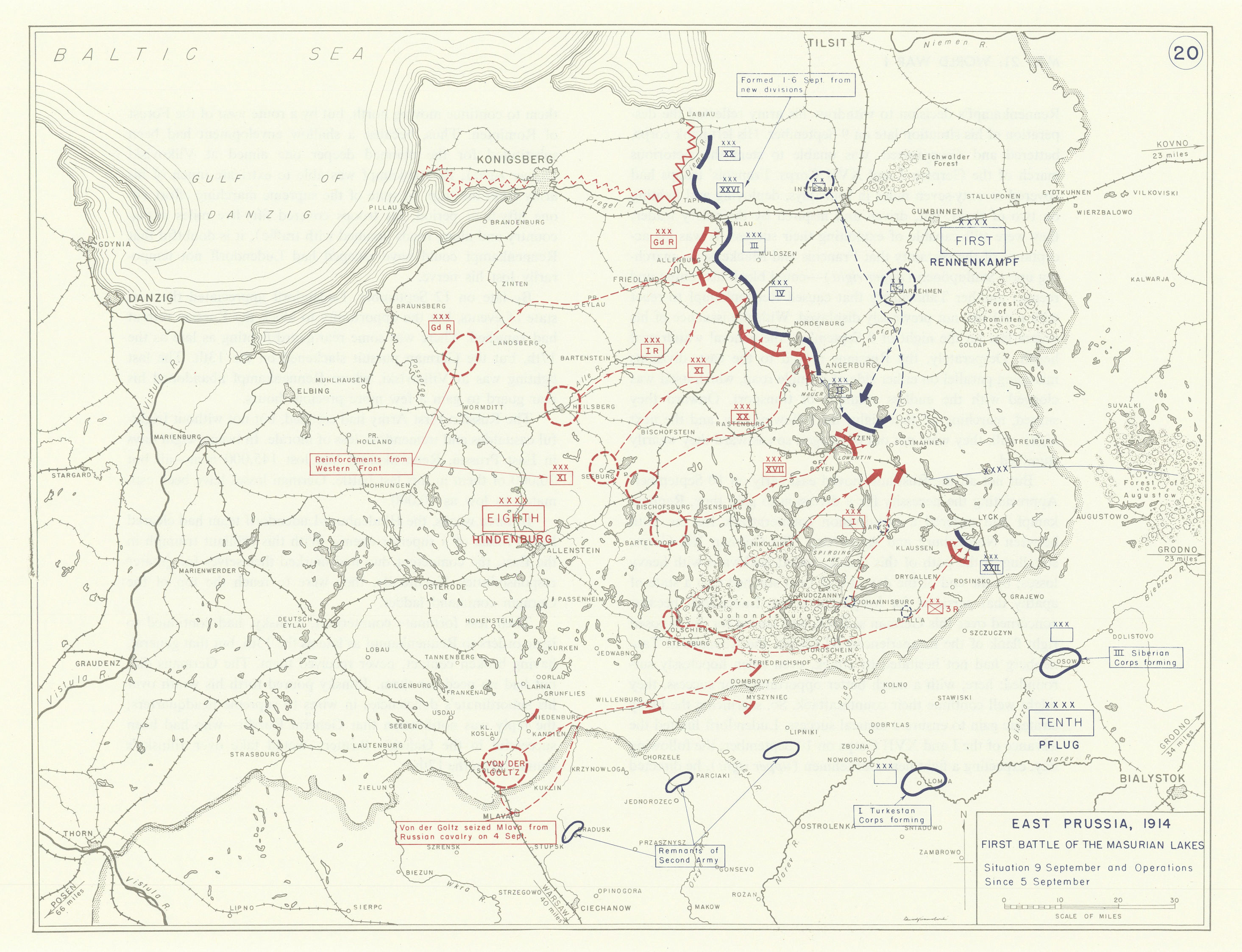 Associate Product World War 1. East Prussia 5-9 September 1914. Masurian Lakes 1st Battle 1959 map