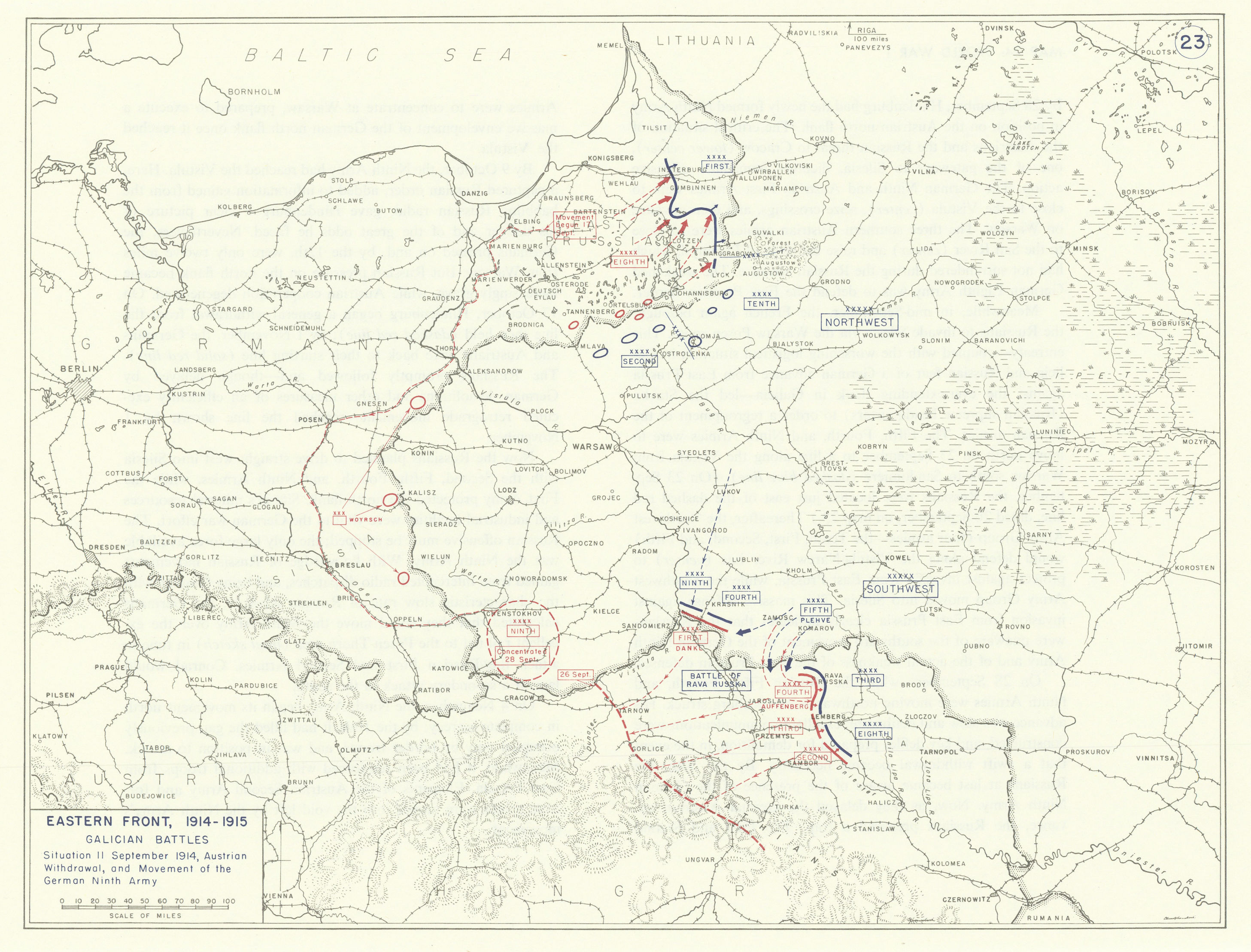 Associate Product World War 1. Eastern Front Sept 1914 Galician Battles. Rava Russka 1959 map