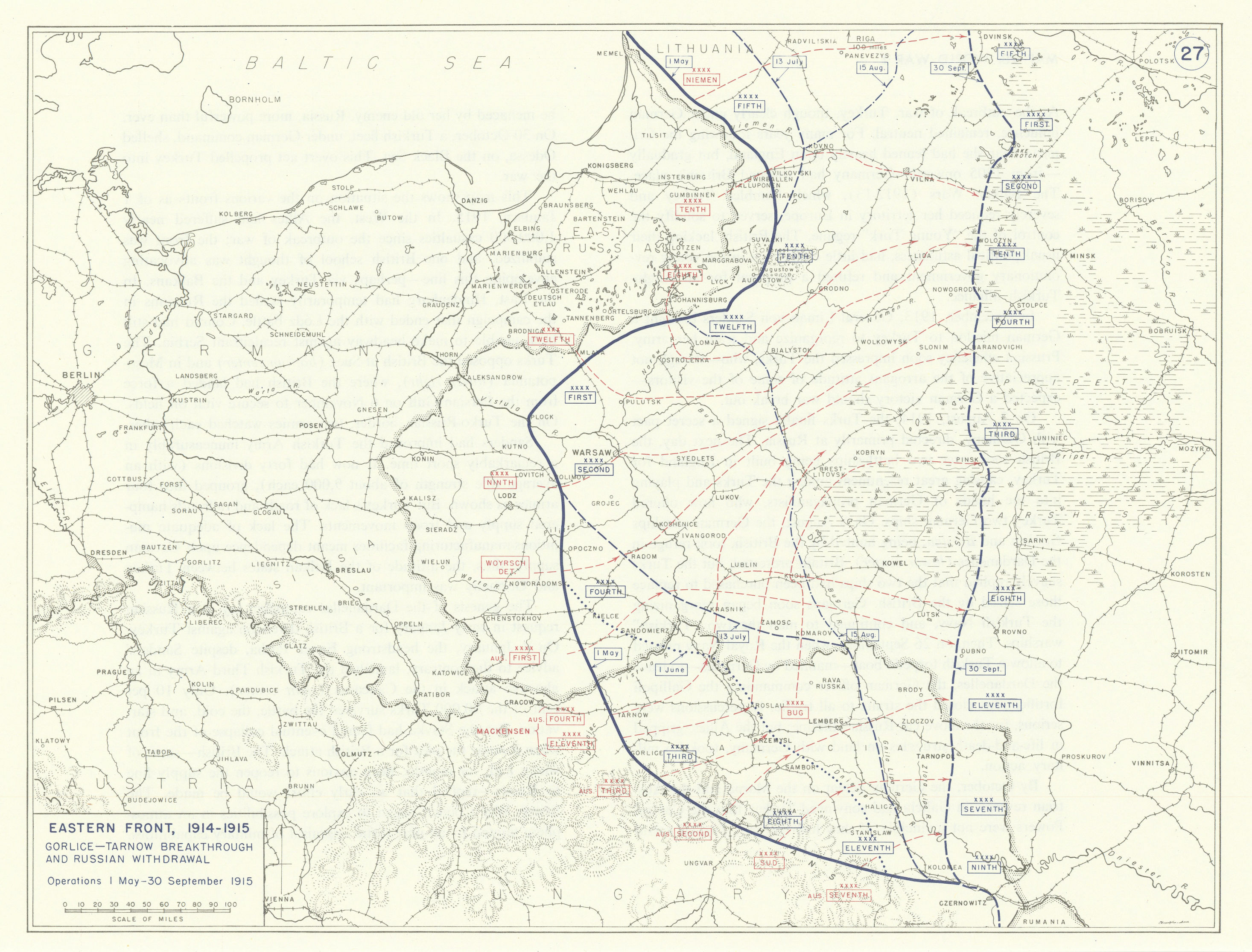 Associate Product World War 1. Eastern Front May-Sept 1915. Gorlice-Tarnow Breakthrough 1959 map