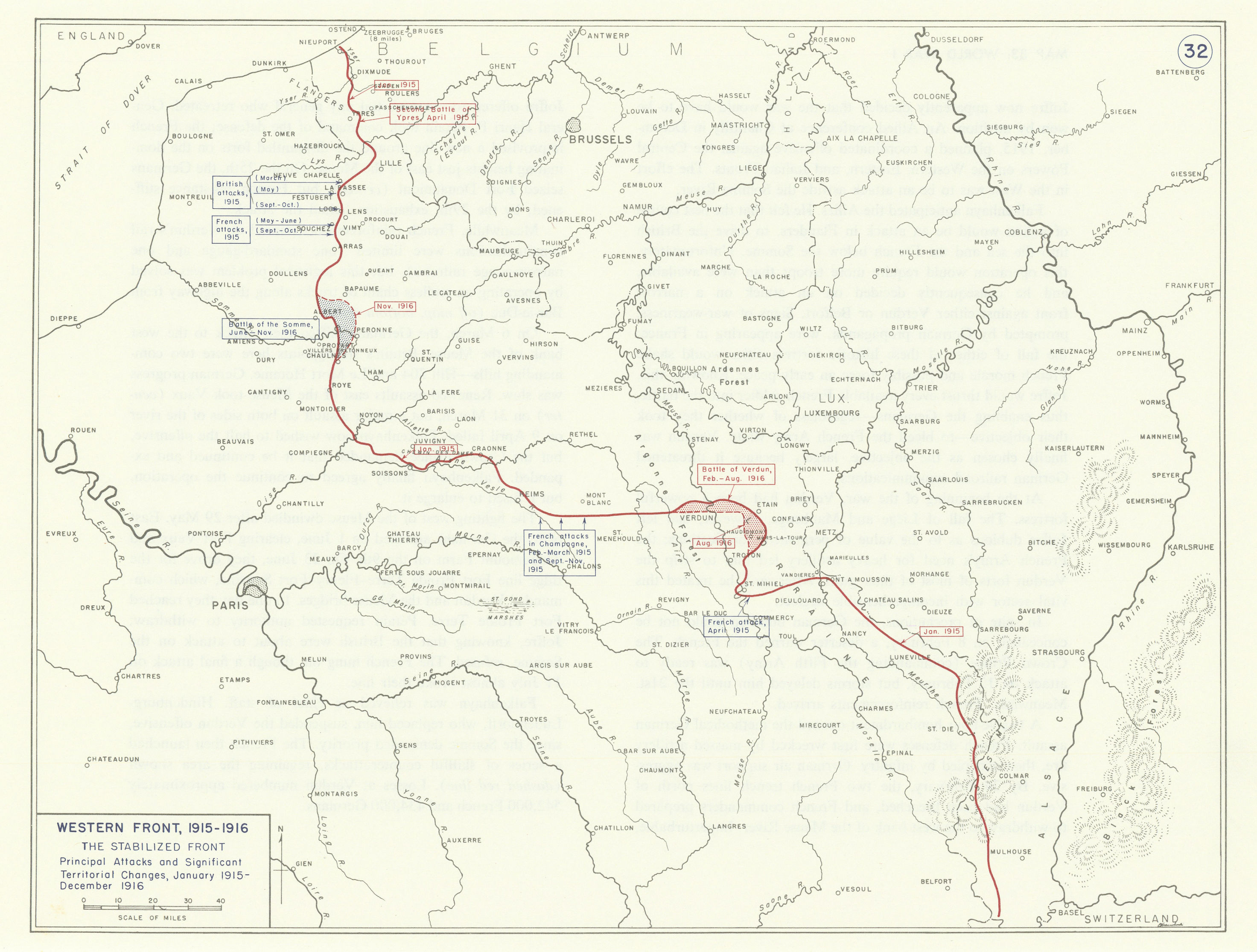 Associate Product World War 1. Western Front 1915-1916. Attacks & Territorial Changes 1959 map