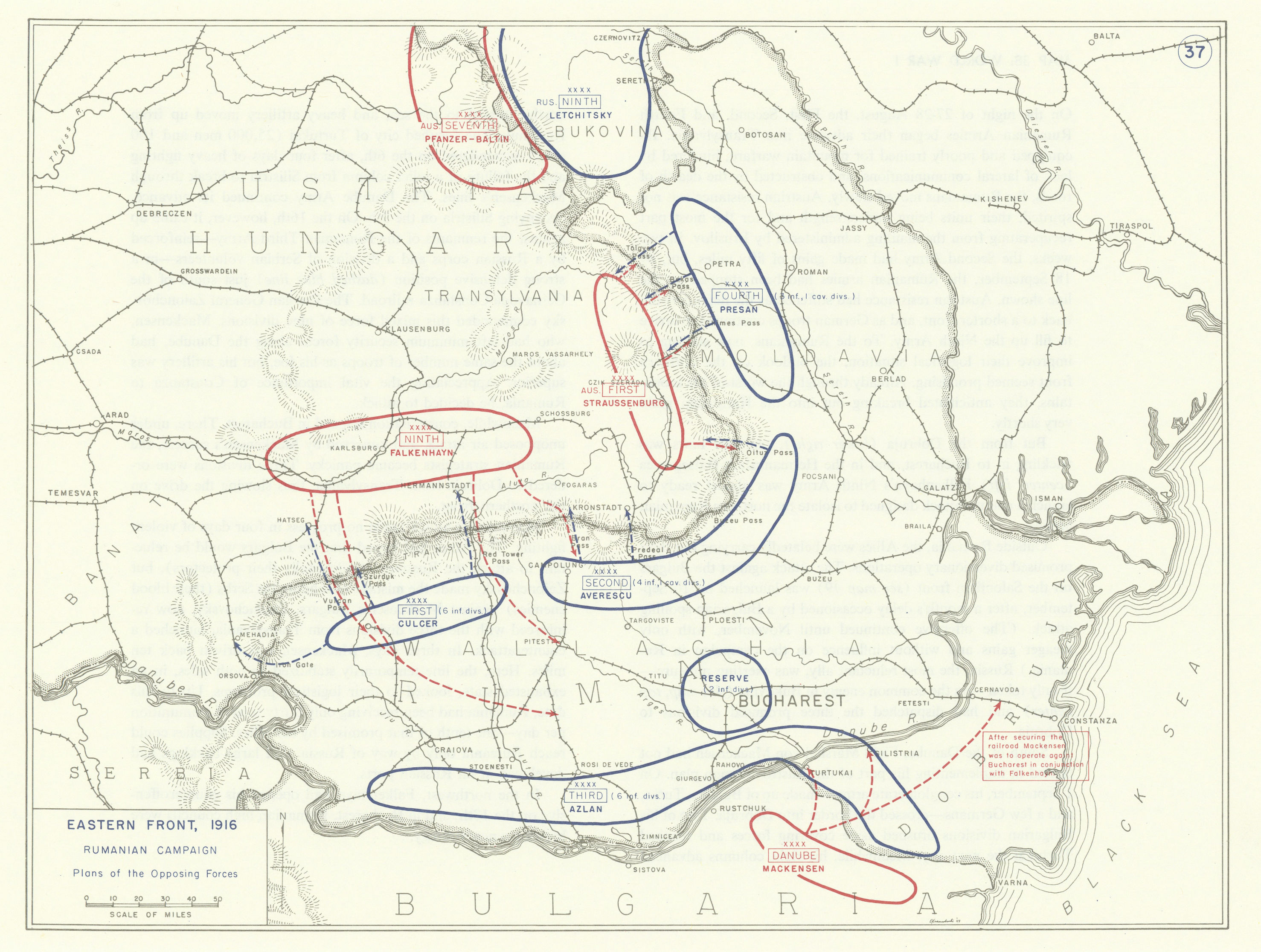 Associate Product World War 1. Eastern Front 1916. Rumanian Campaign. Opposing Forces 1959 map