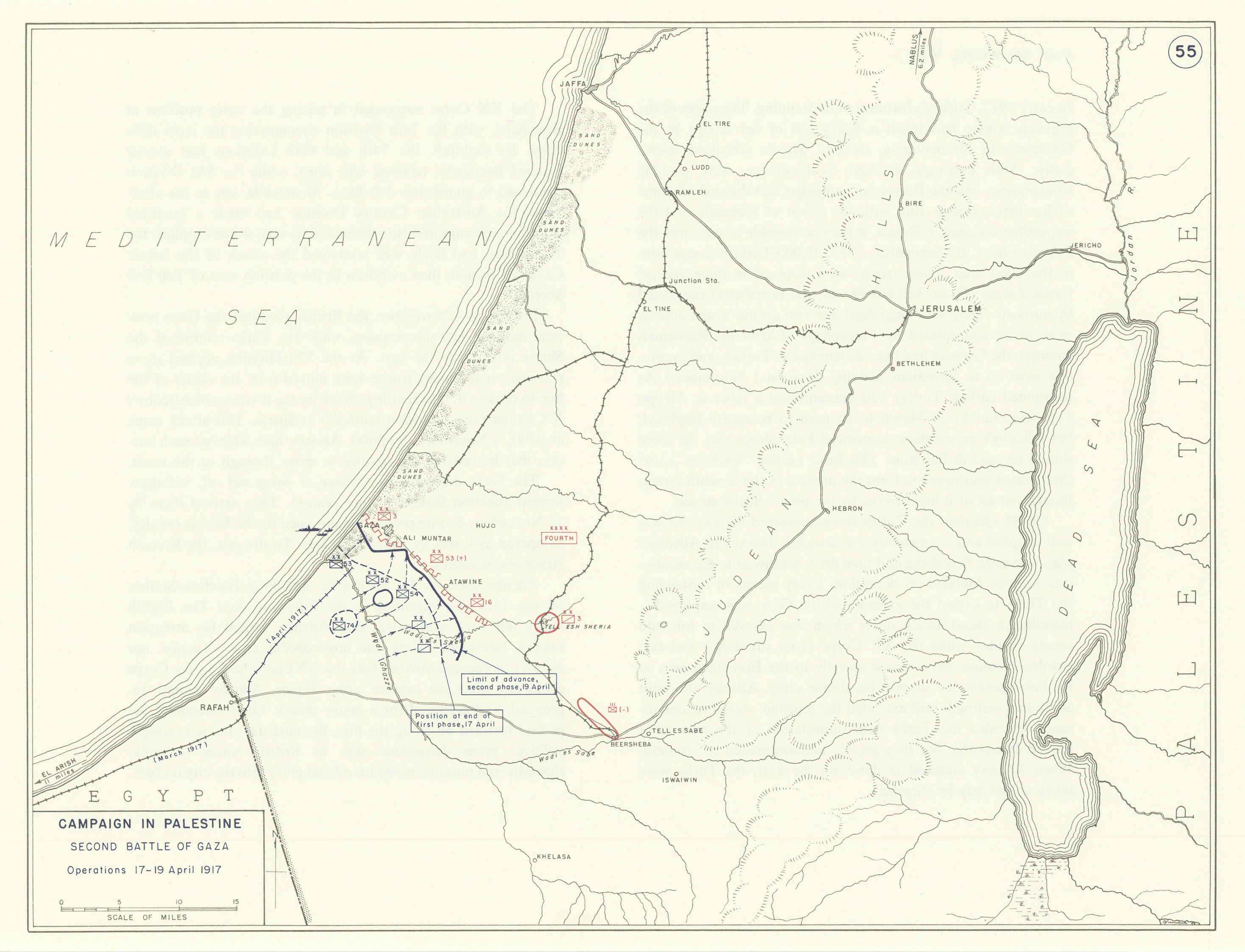 Associate Product World War 1 Palestine Campaign. April 1917 2nd Battle of Gaza. Israel 1959 map