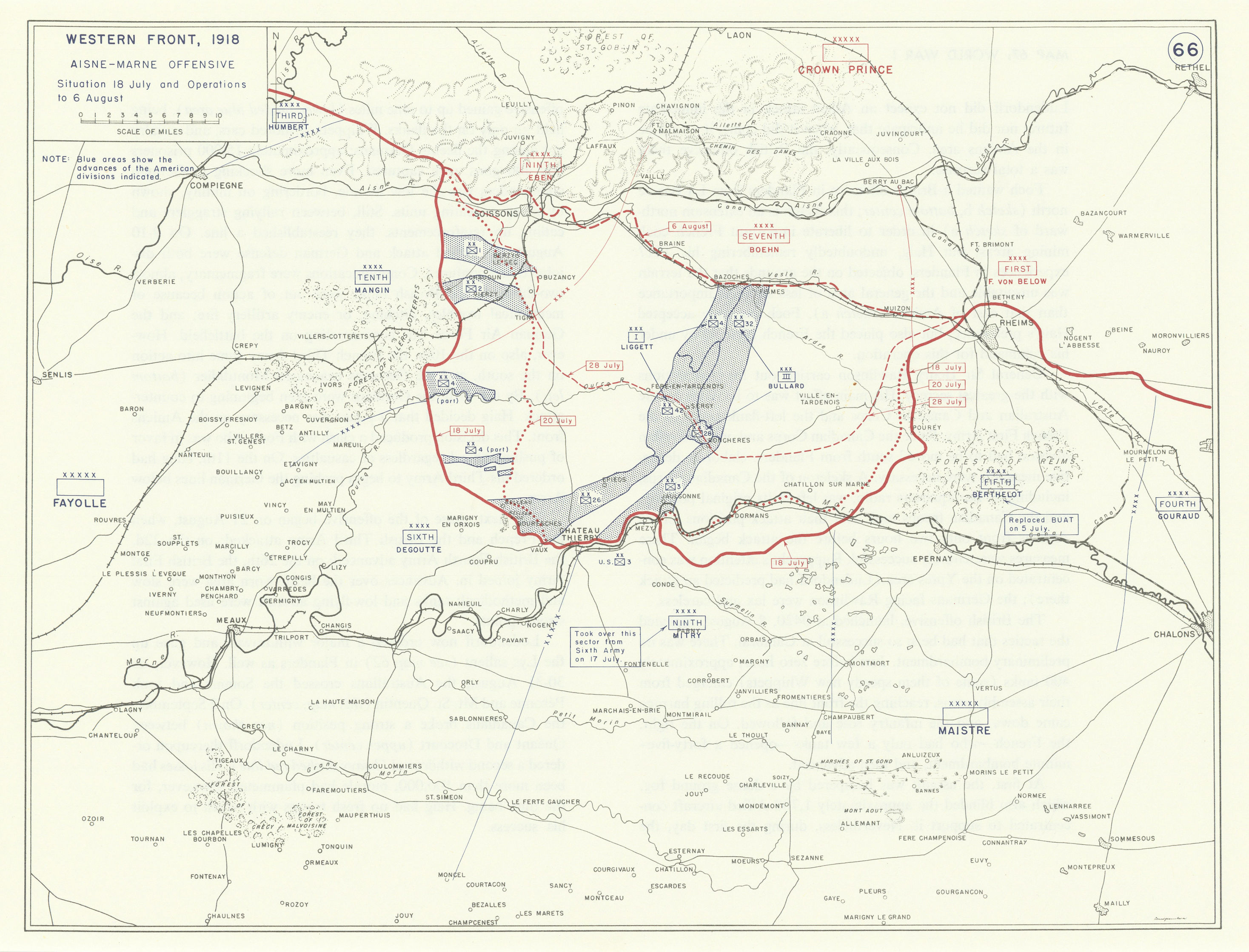 Associate Product World War 1. Western Front July-August 1918. Aisne-Marne Offensive 1959 map