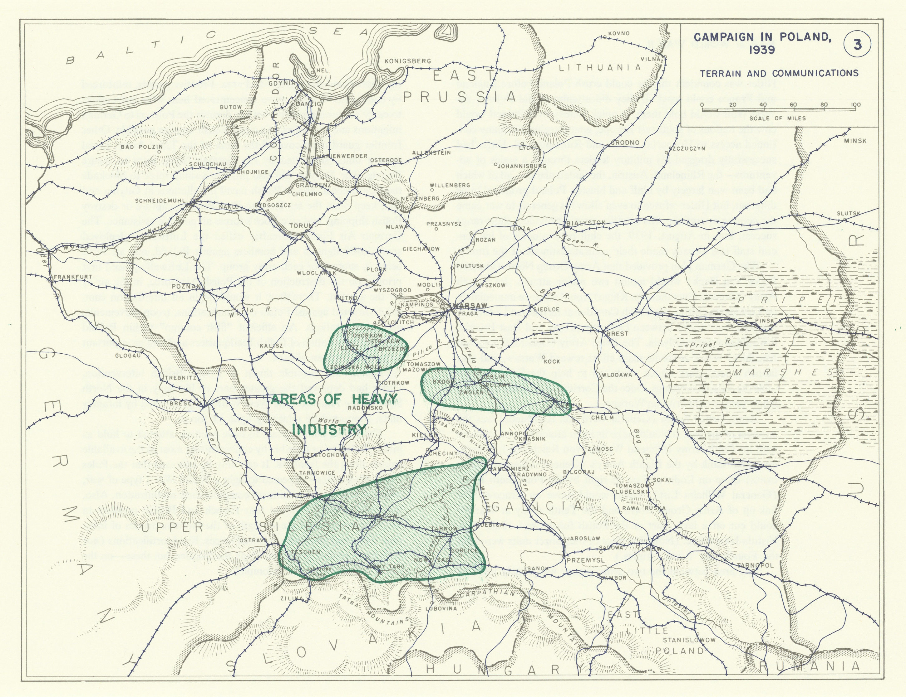 World War 2. Poland Campaign 1939. Terrain Communications Industry 1959 map