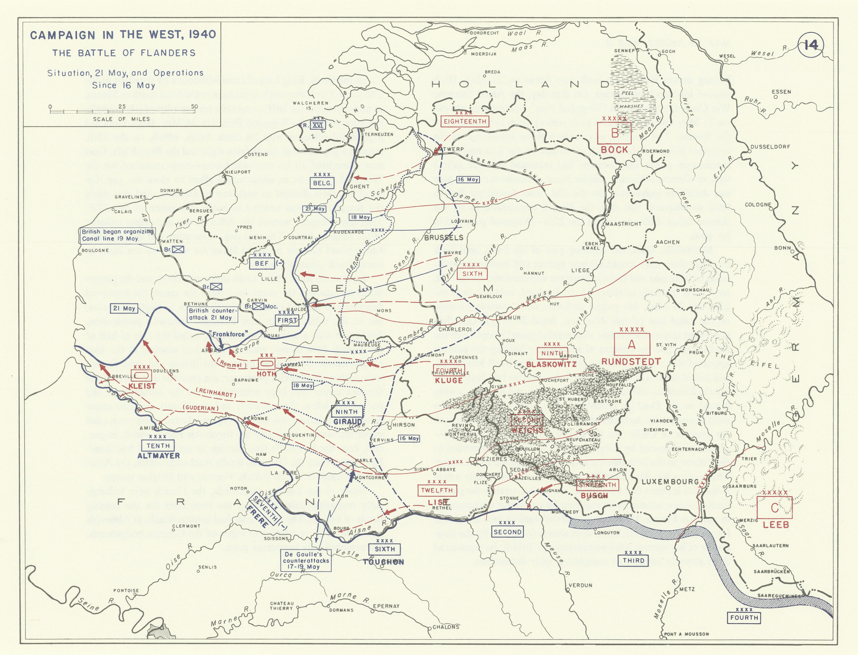 Associate Product World War 2. Western Campaign 16-21 May 1940 Battle of France & Belgium 1959 map