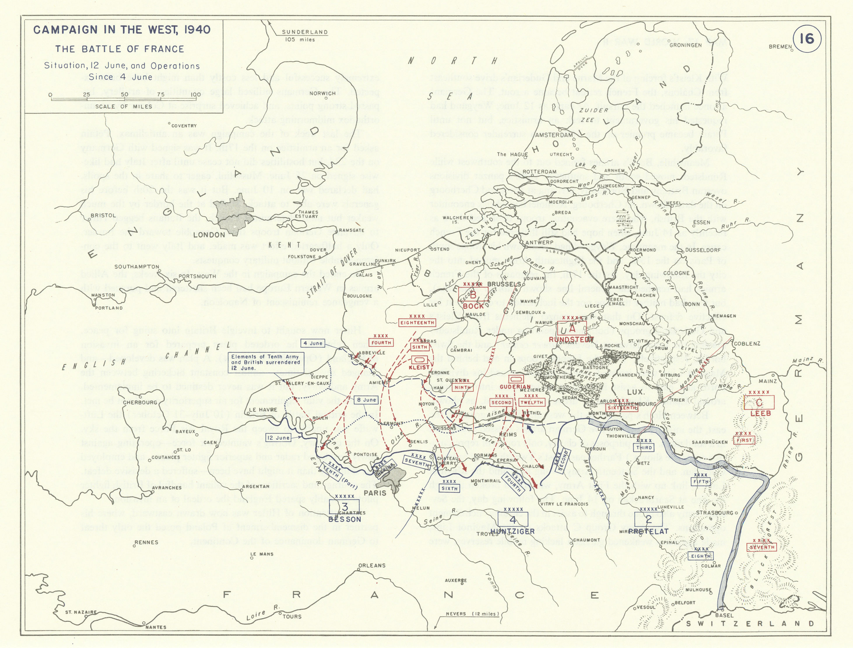 Associate Product World War 2. Western Campaign 4-12 June 1940. Battle/Fall of France 1959 map