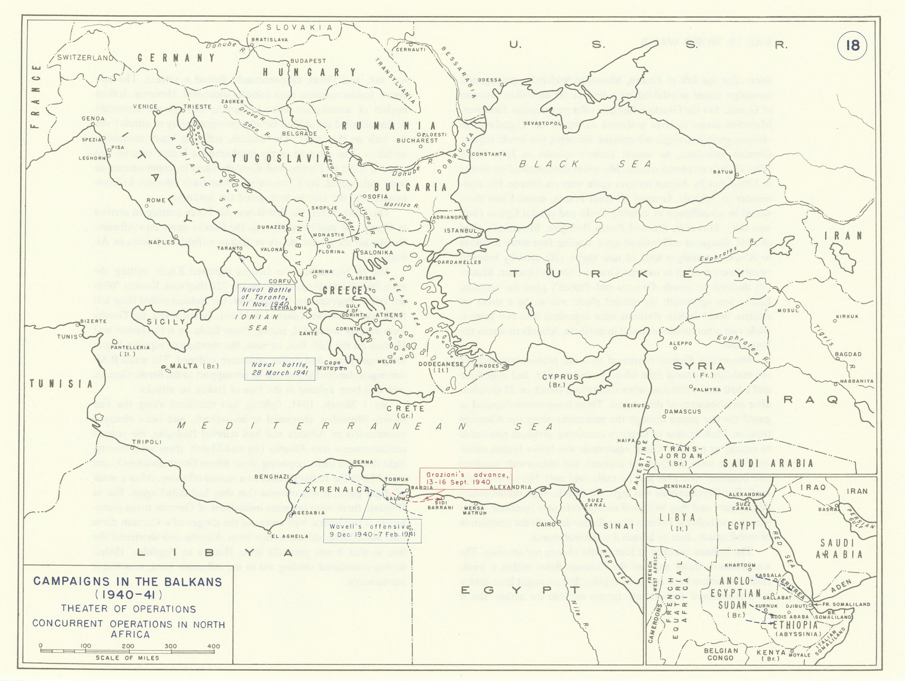 Associate Product World War 2. 1940-1941 Balkans Mediterranean North Africa Campaigns 1959 map
