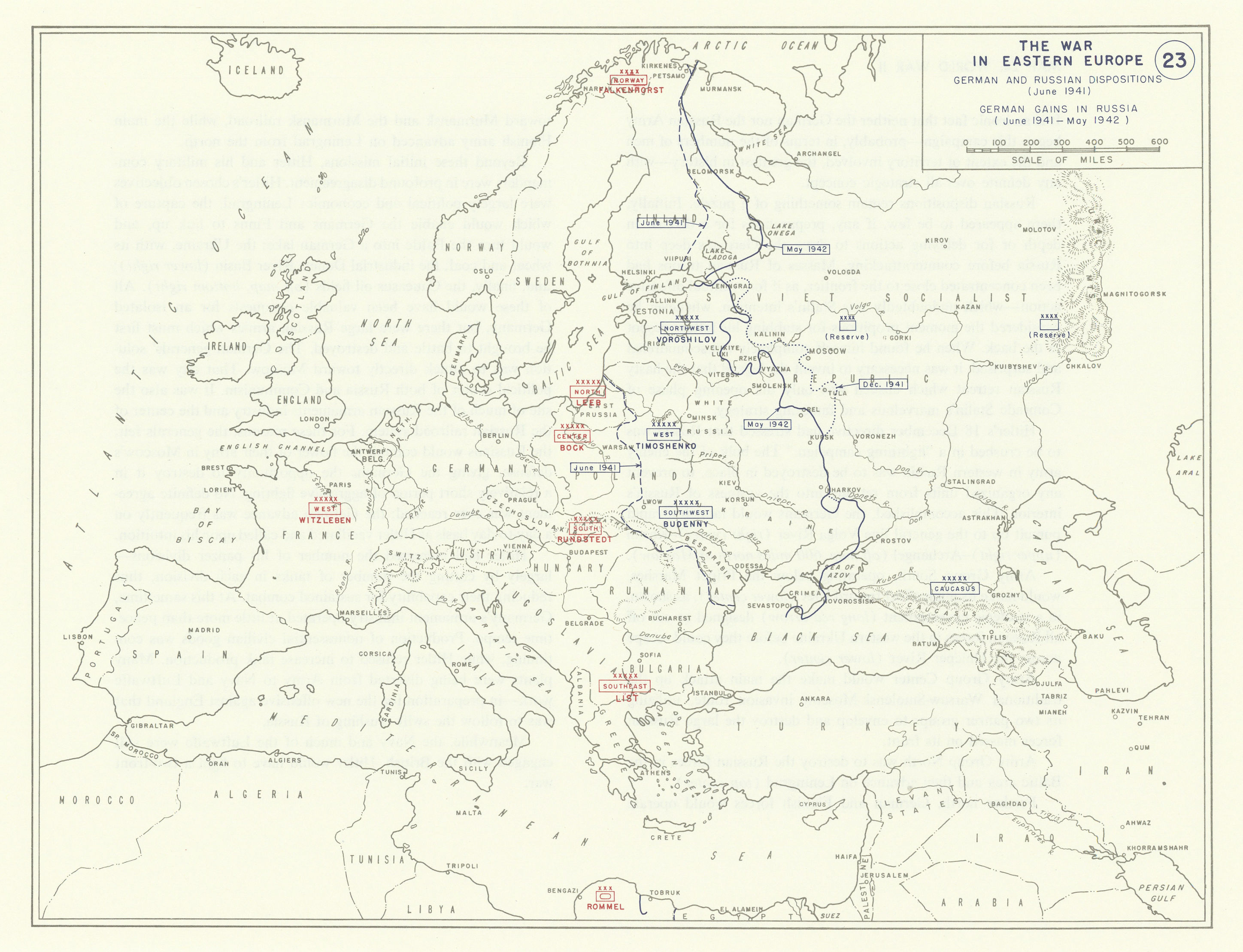 Associate Product World War 2. Eastern Front. June 1941-May 1942 German gains in Russia 1959 map