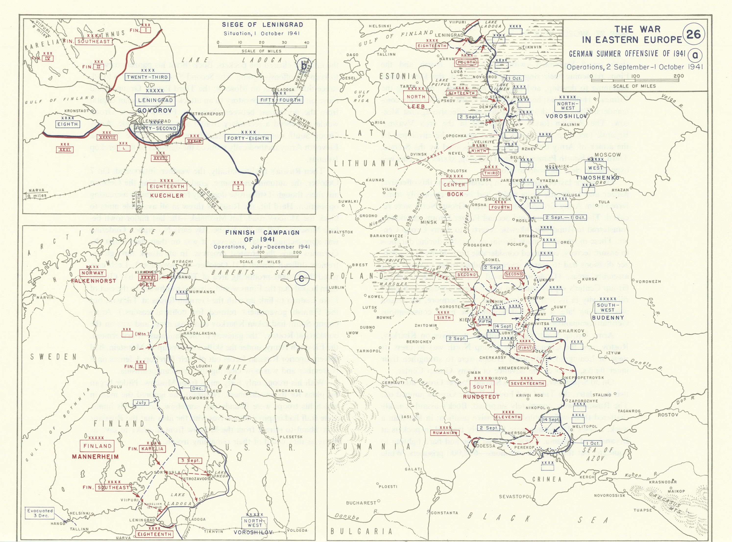 Associate Product World War 2 Eastern Front July-Dec 1941. Siege of Leningrad. Finland 1959 map