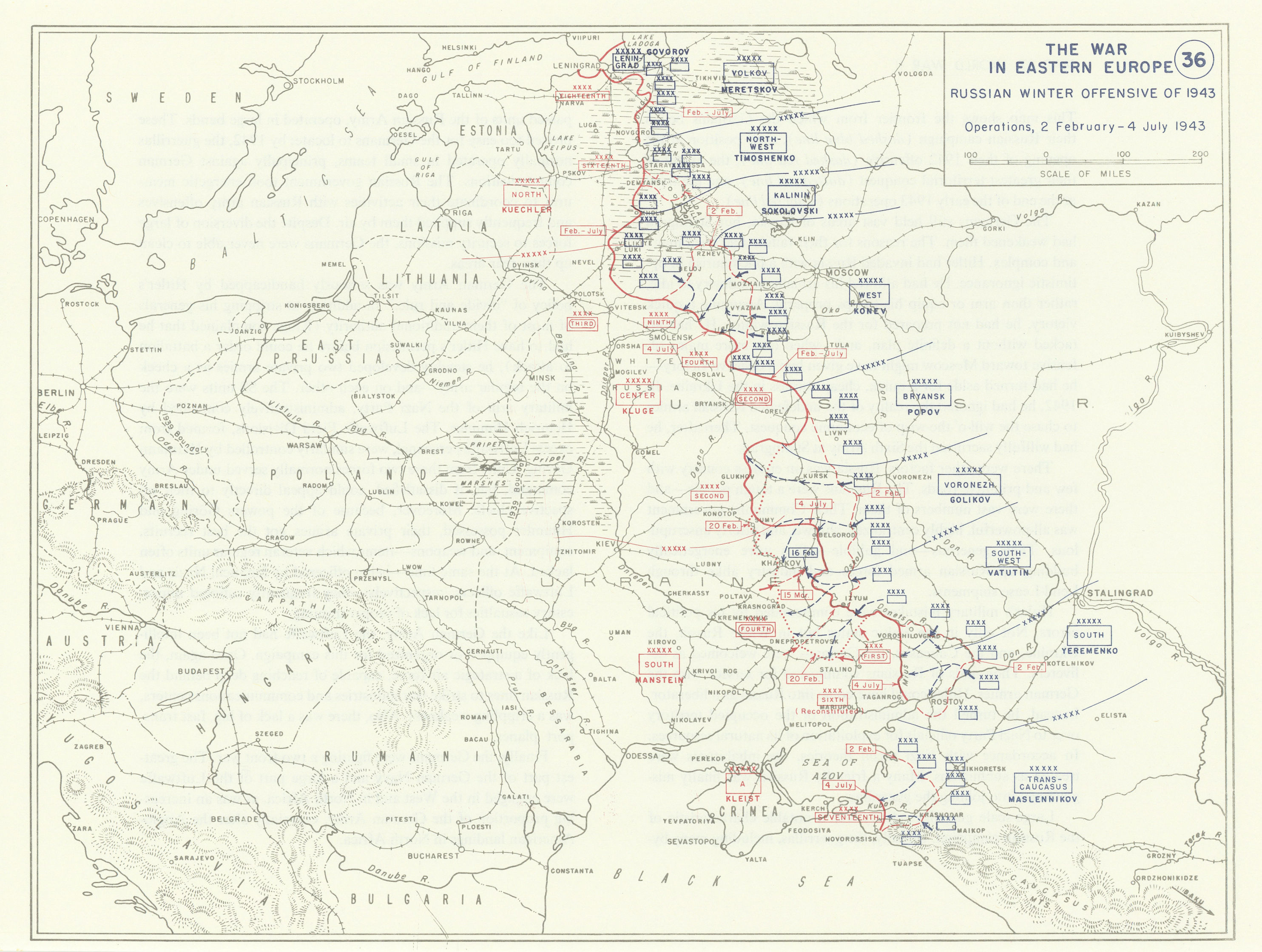 Associate Product World War 2. Eastern Front. 2 Jan-4 July 1943 Russian Winter Offensive 1959 map
