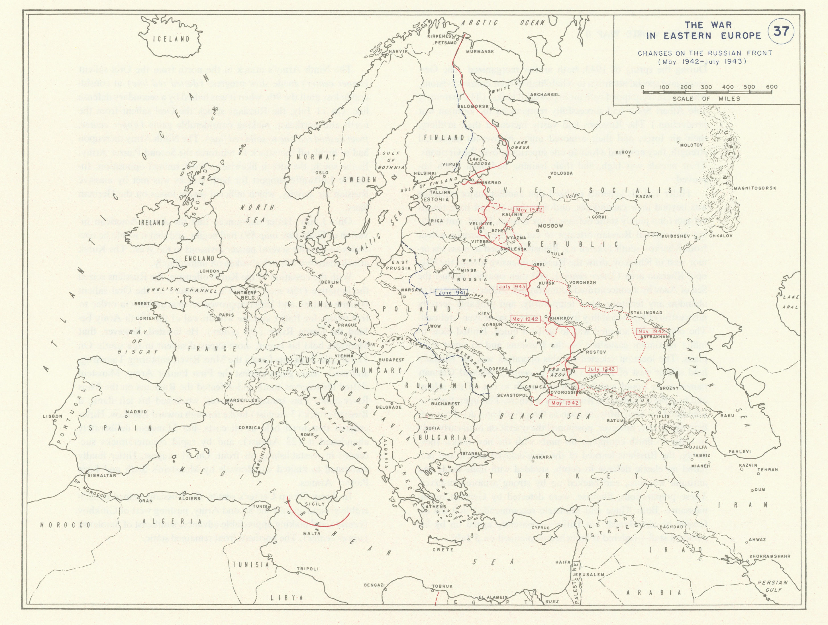Associate Product World War 2. Eastern Front. May 1942-July 1943 Territorial changes 1959 map