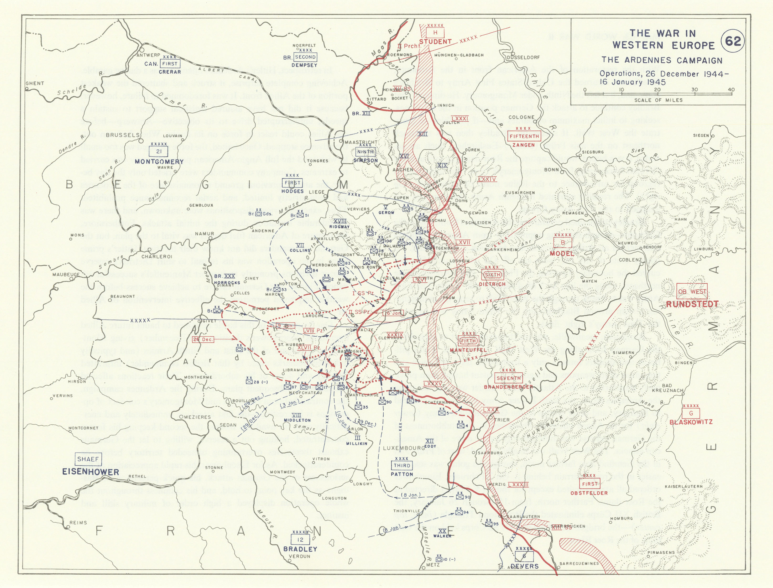 Associate Product World War 2. Western Front Dec 1944-Jan 1945 Ardennes. Battle/Bulge 1959 map