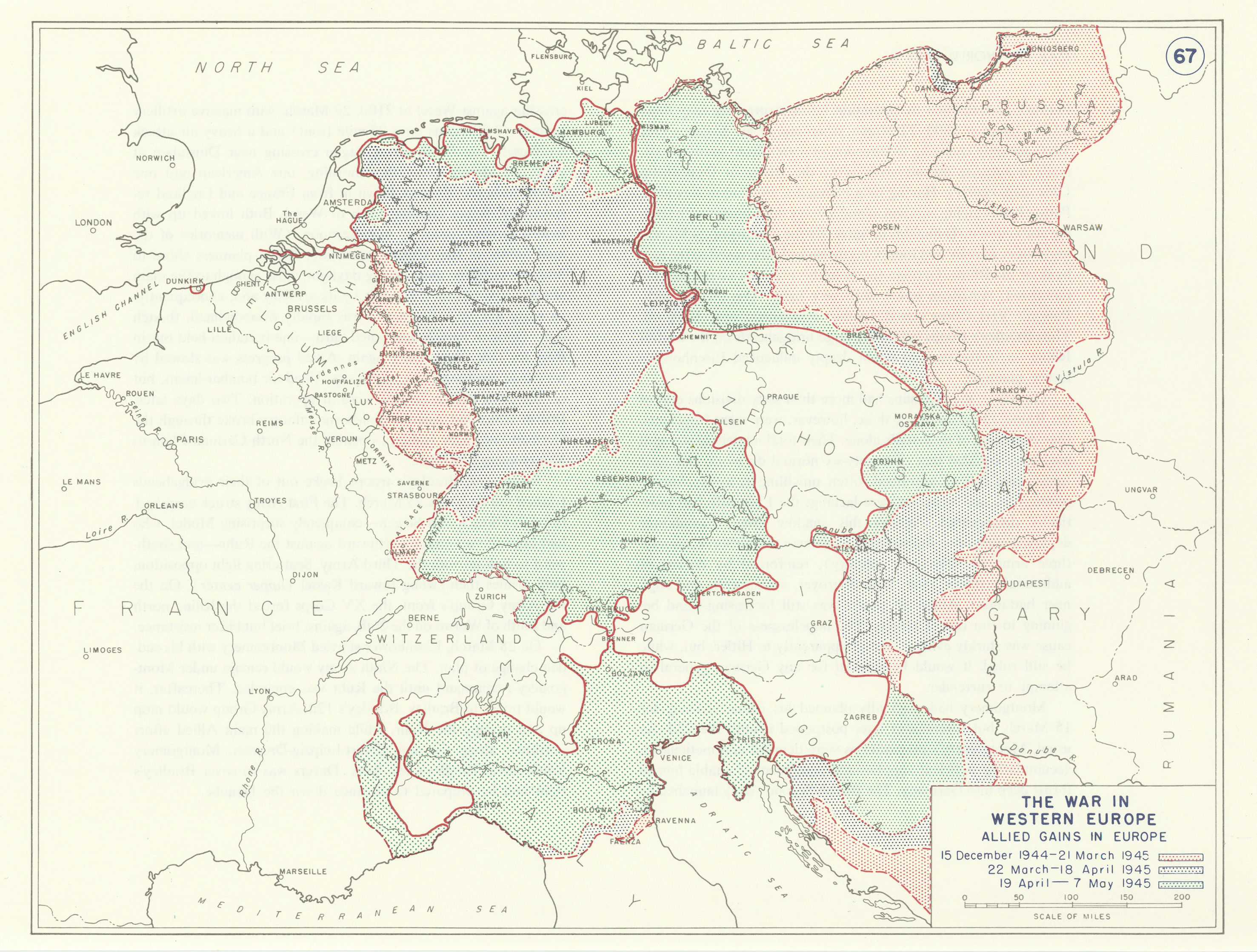 Associate Product World War 2. 15 December 1944-7 May 1945. Allied Gains in Europe 1959 old map