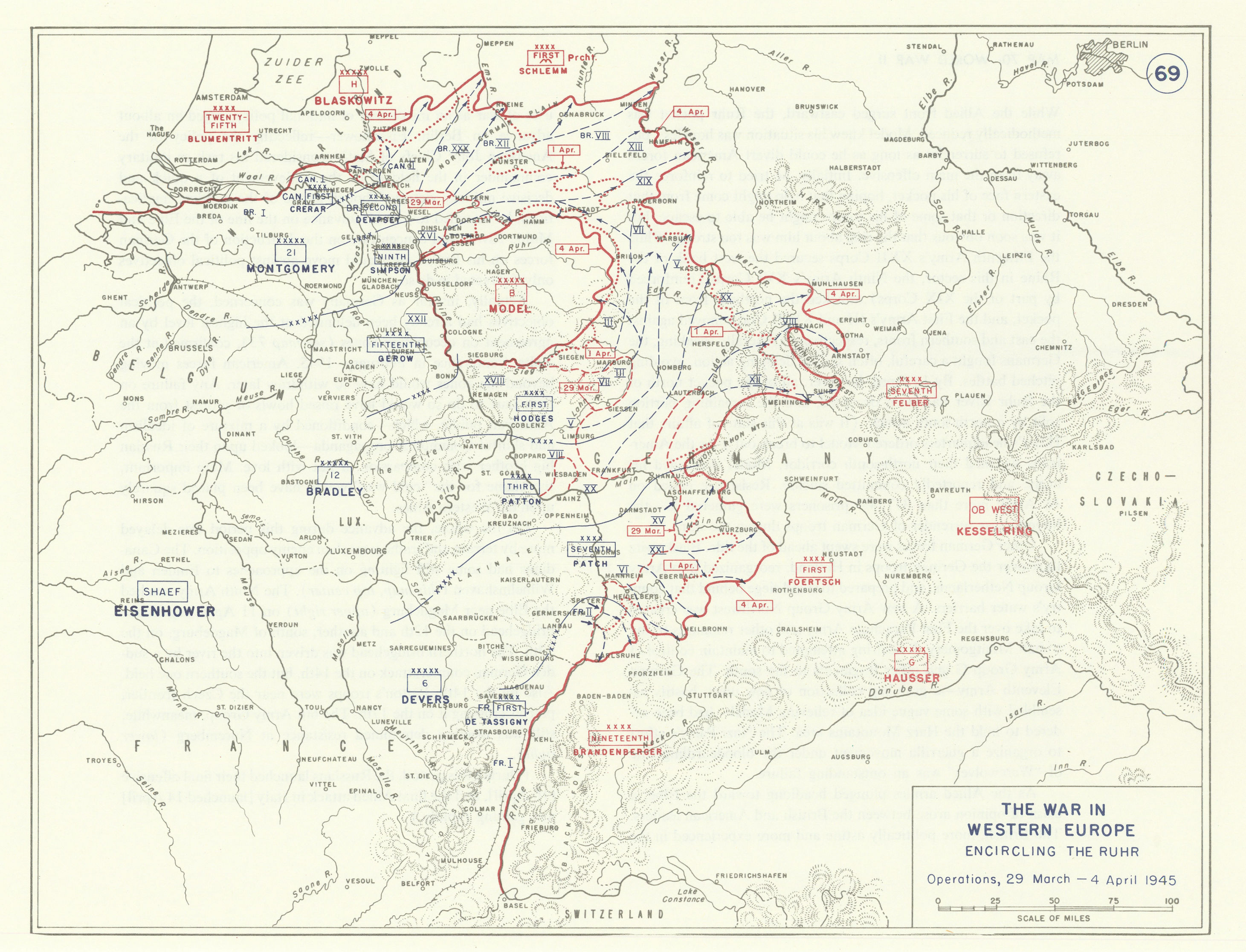 Associate Product World War 2. Western Front. 29 March-4 April 1945. Encircling the Ruhr 1959 map