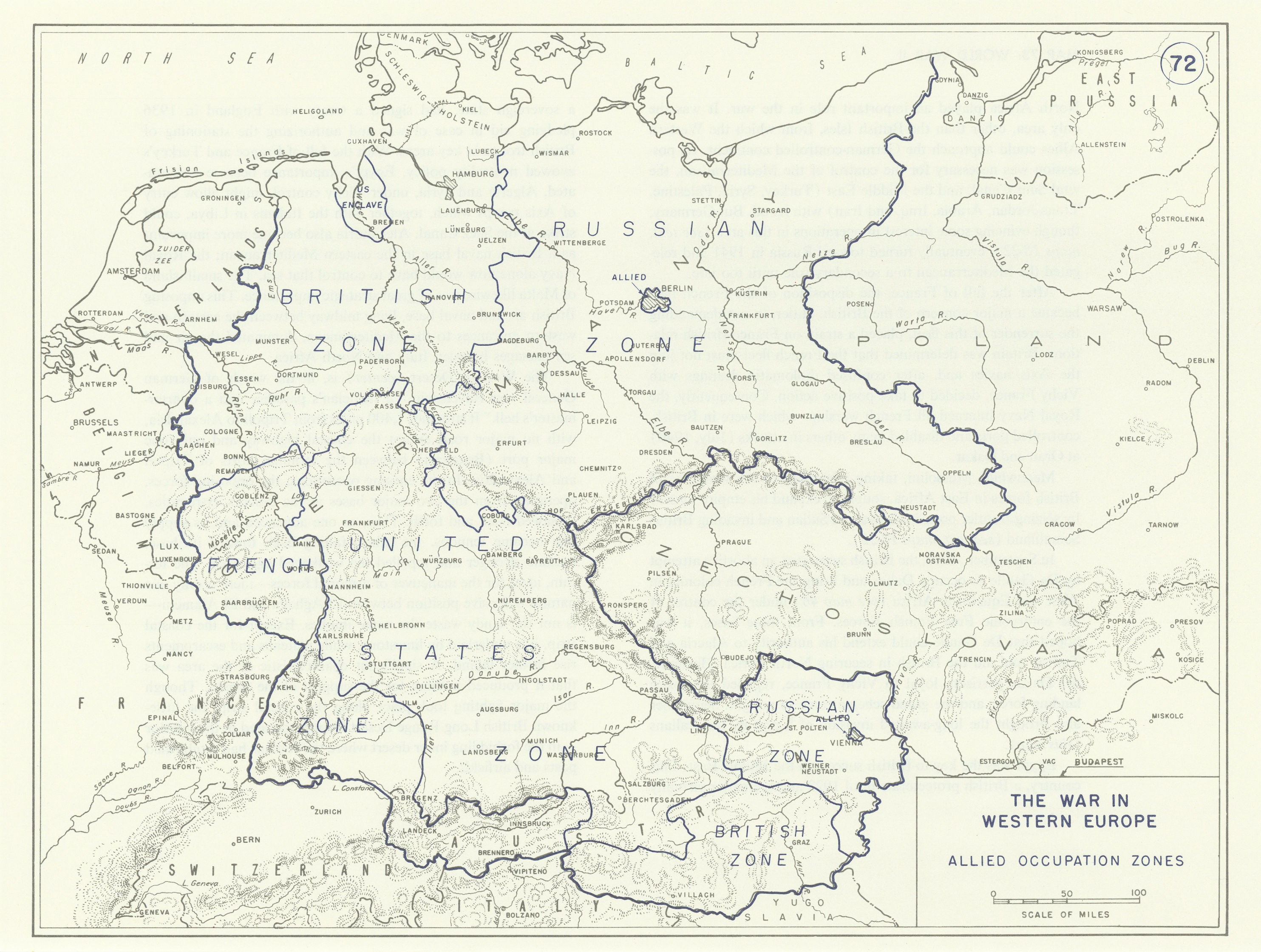 Associate Product World War 2. Germany & Austria 1945. Allied Occupation Zones 1959 old map