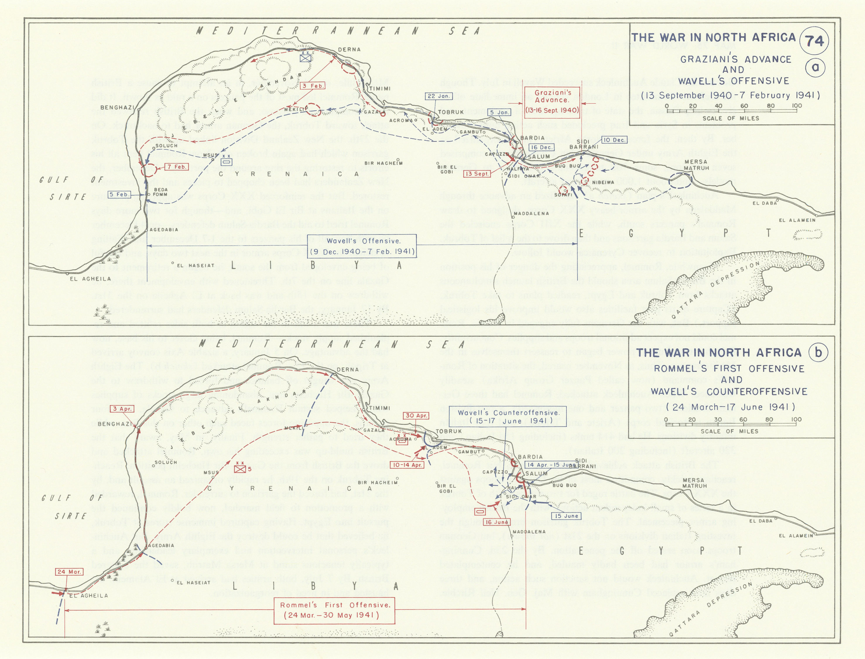 Associate Product World War 2. North Africa. Sept 1940-June 1941 Graziani Wavell Rommel 1959 map