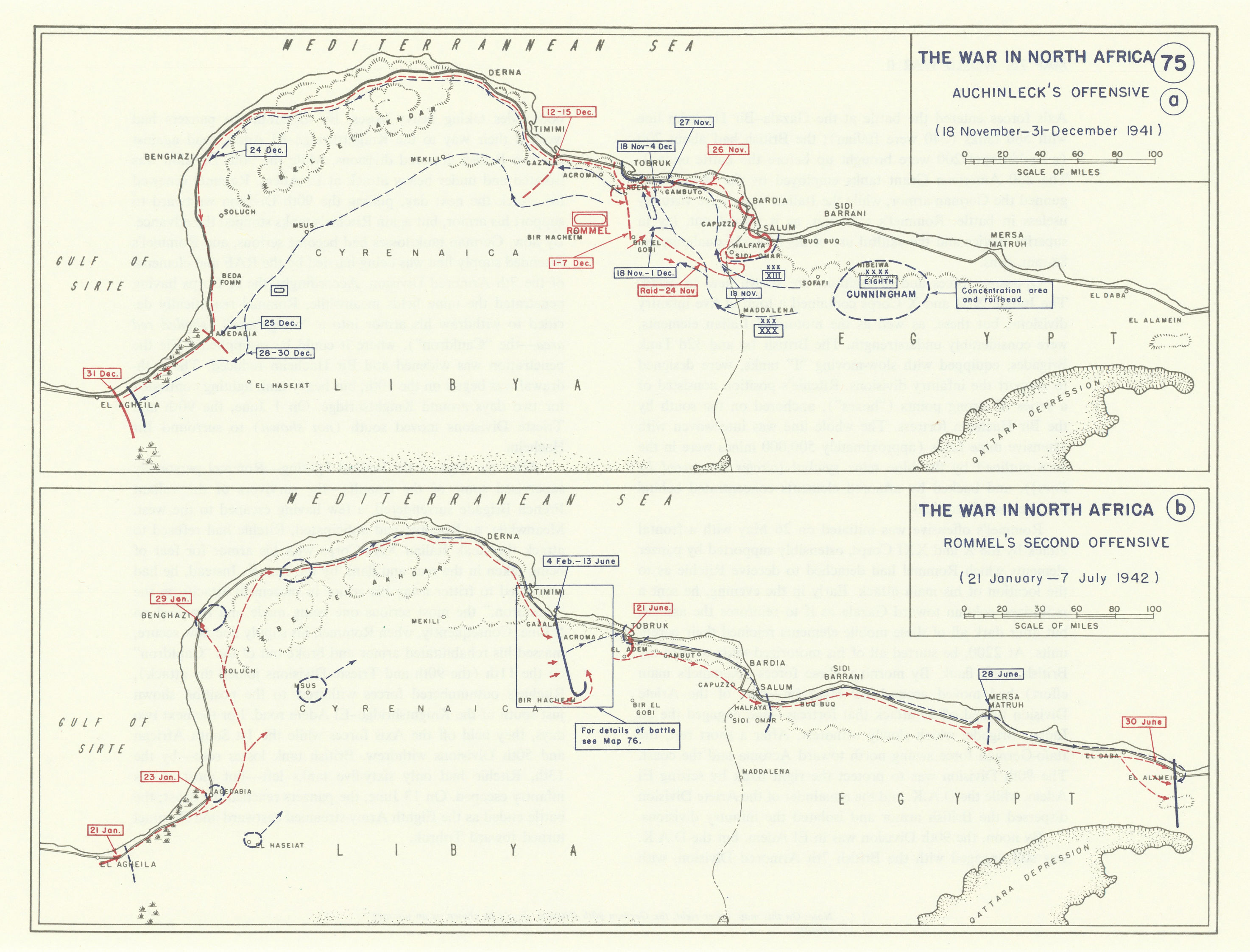Associate Product World War 2. North Africa. 1941-1942. Auchinleck Rommel Offensives 1959 map