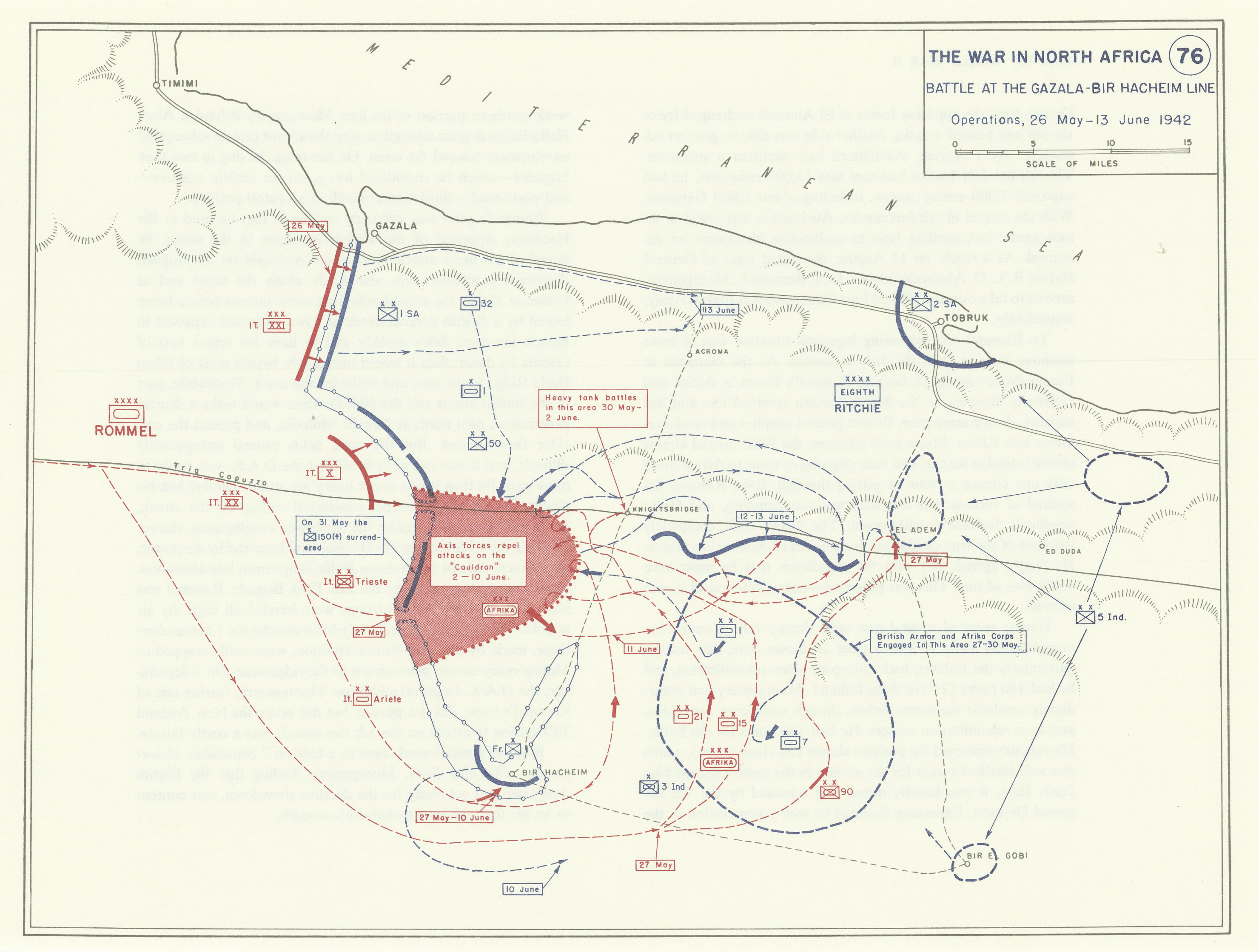 Associate Product World War 2. North Africa. May-June 1942. Battle of Gazala-Bir Hacheim 1959 map