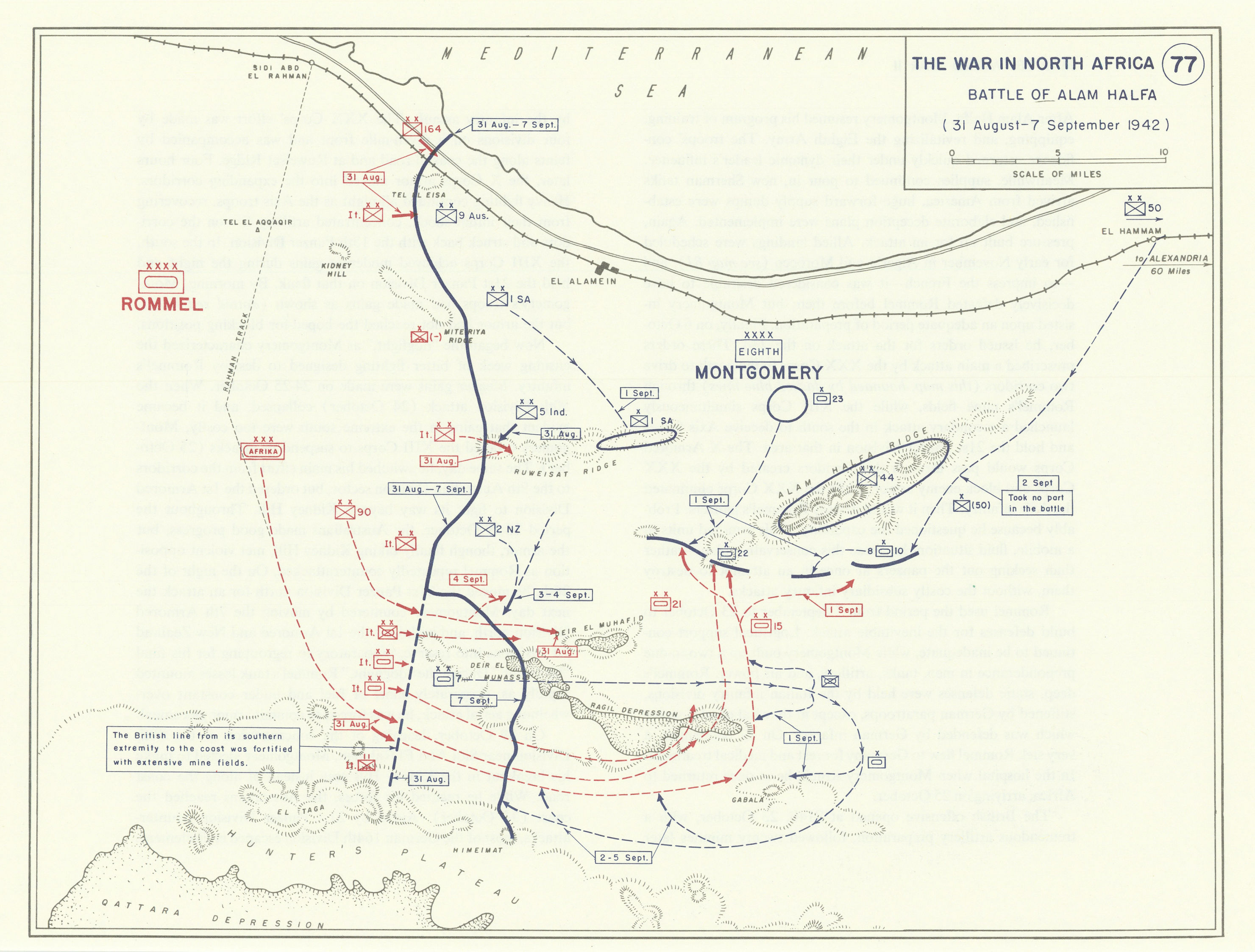Associate Product World War 2. North Africa. 31 August-7 Sept 1942. Battle of Alam Halfa 1959 map