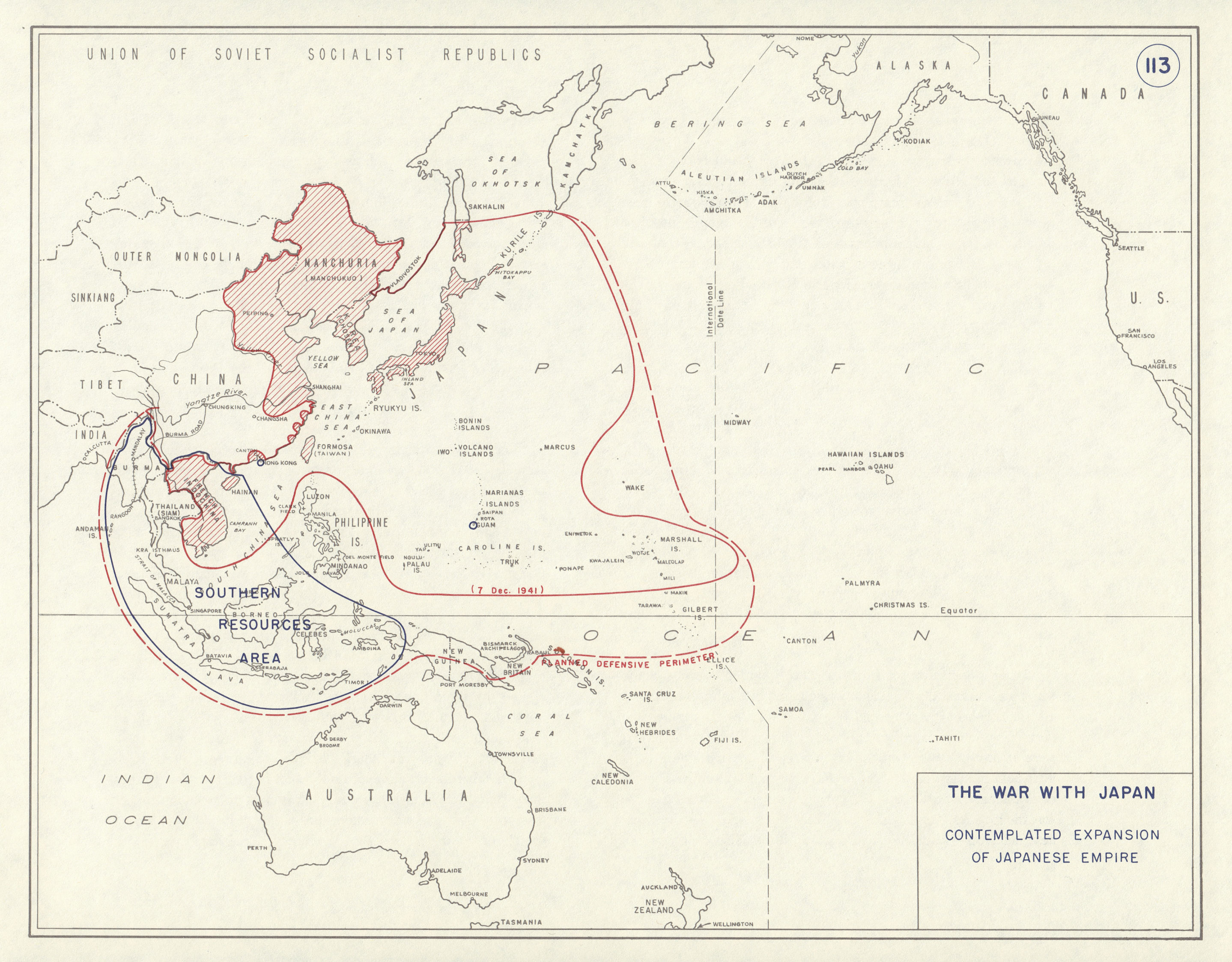 World War 2. Planned expansion of Japanese Empire 1959 old vintage map chart