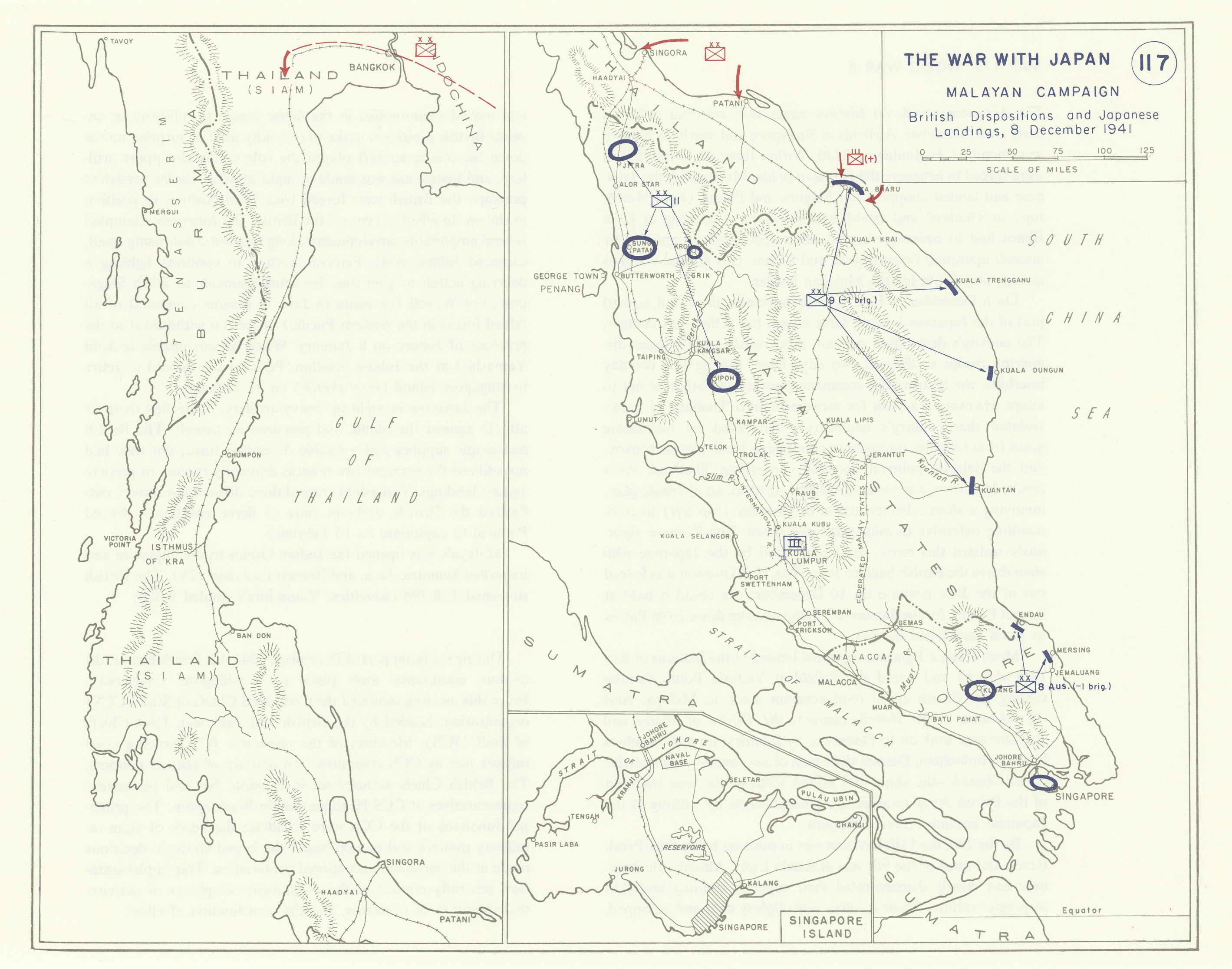 Associate Product World War 2. Malayan Campaign. 8 Dec 1941 Japanese Landings 1959 old map