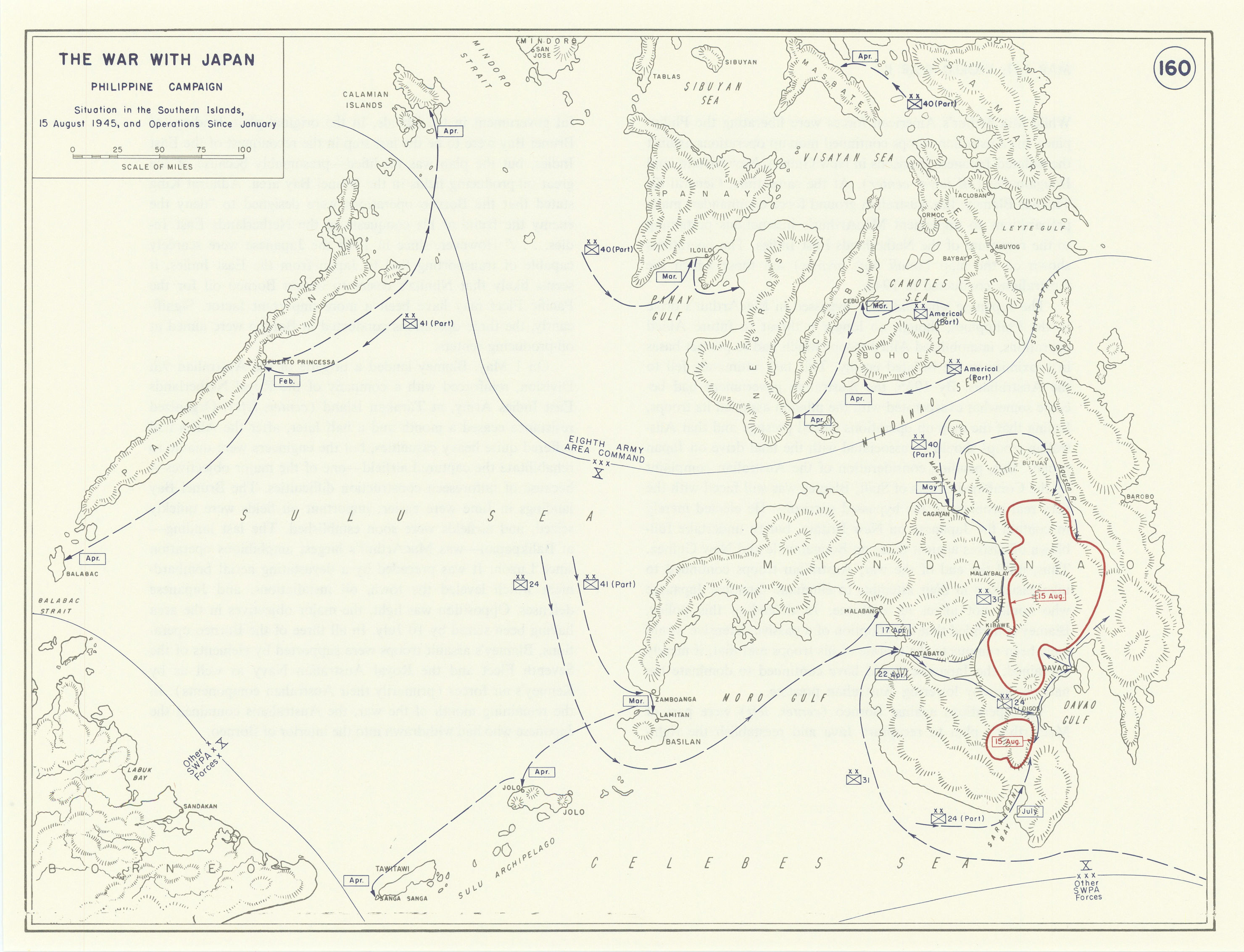 Associate Product World War 2. Philippine Campaign. Jan-August 1945 Southern Islands Ops 1959 map