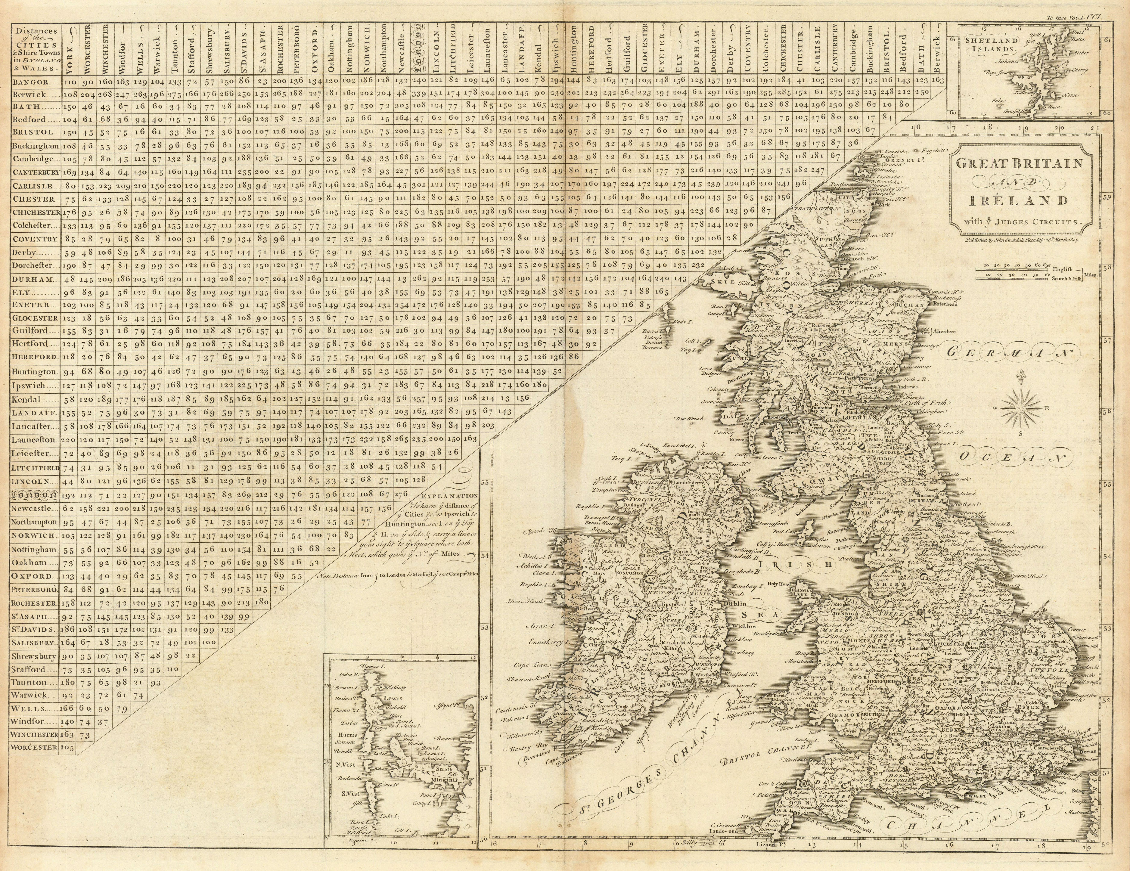 "Great Britain and Ireland with ye Judges circuits" by John CARY 1806 old map