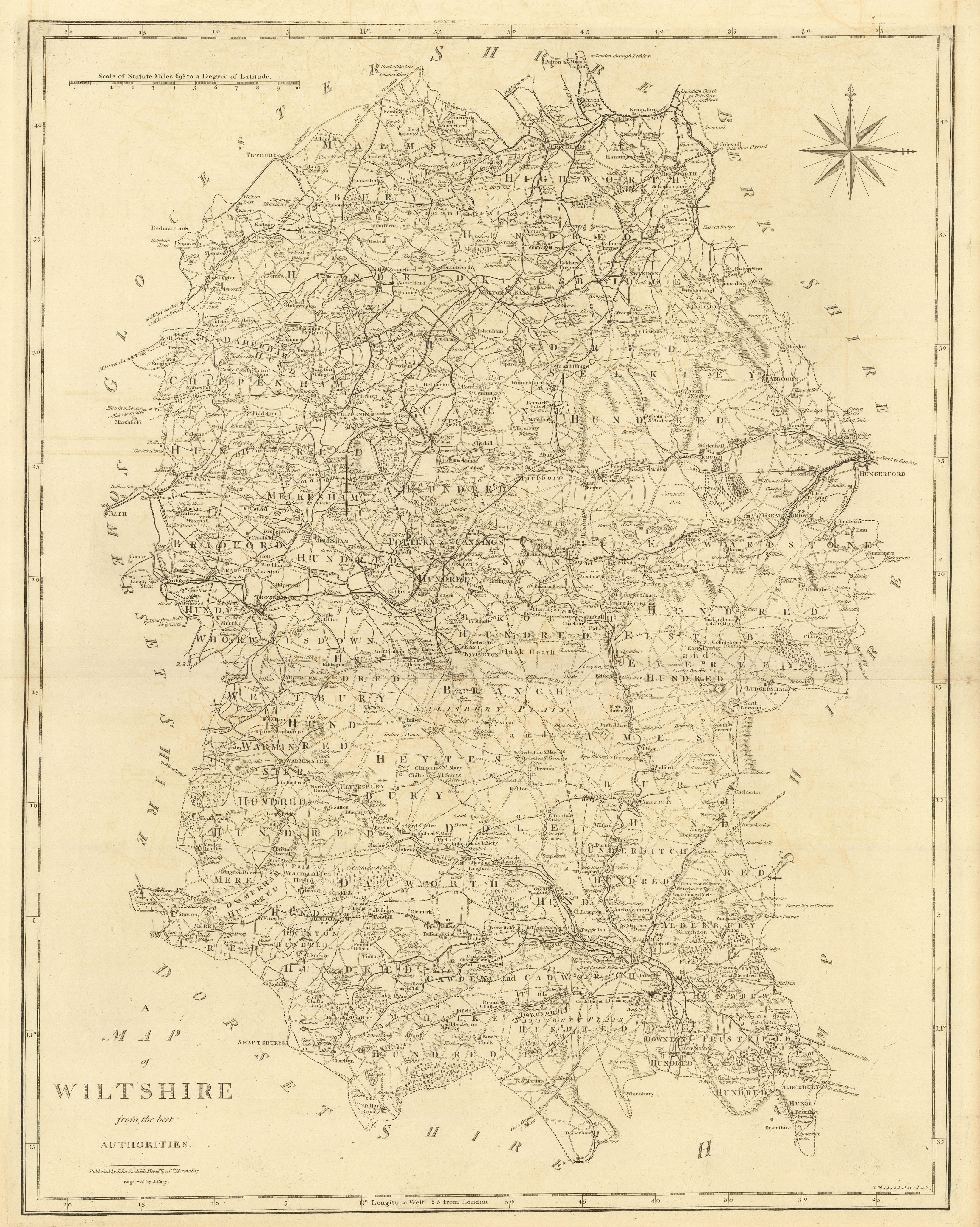Associate Product "A map of Wiltshire from the best authorities". County map. CARY 1806 old