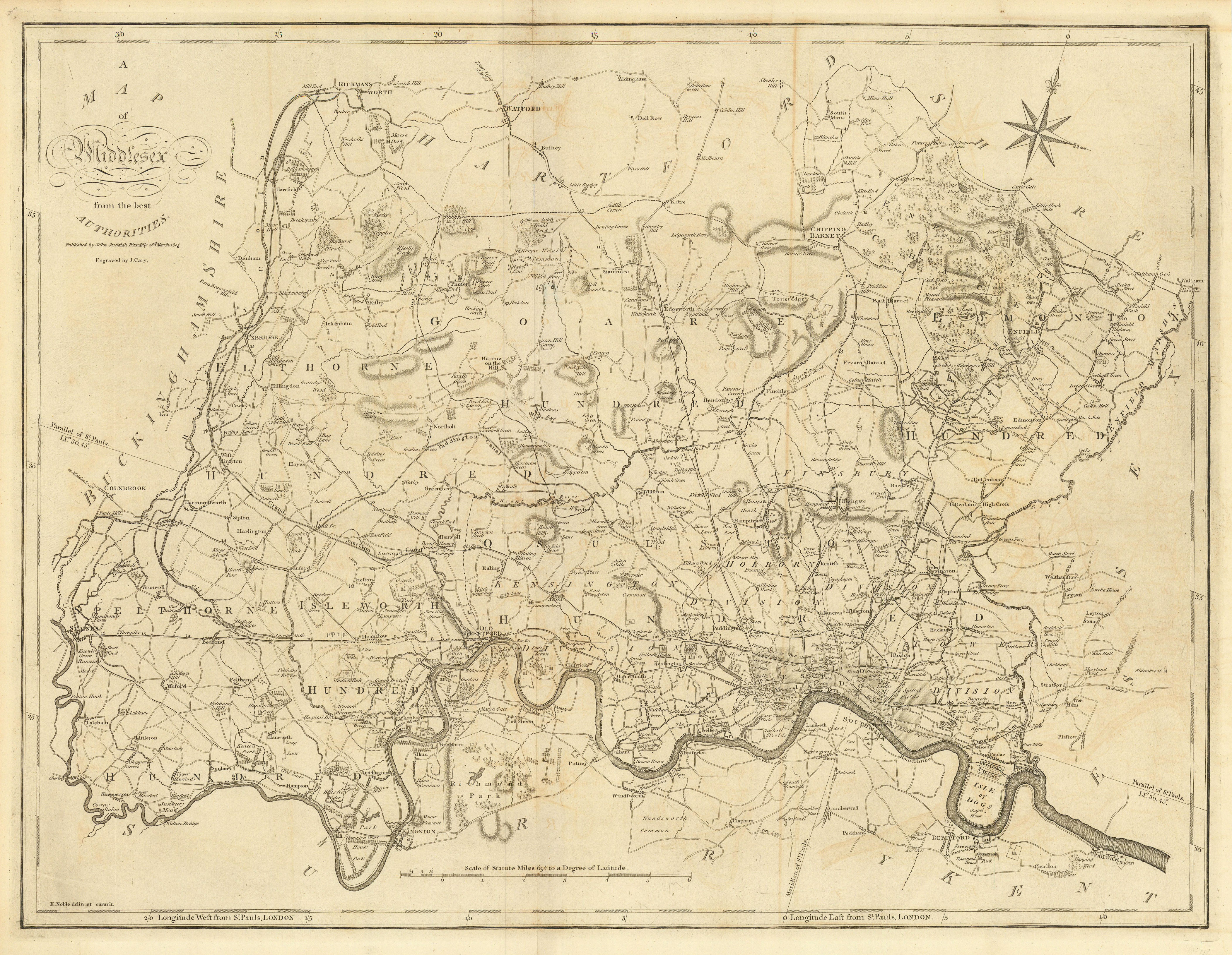 "A map of Middlesex from the best authorities". County map. CARY 1806 old