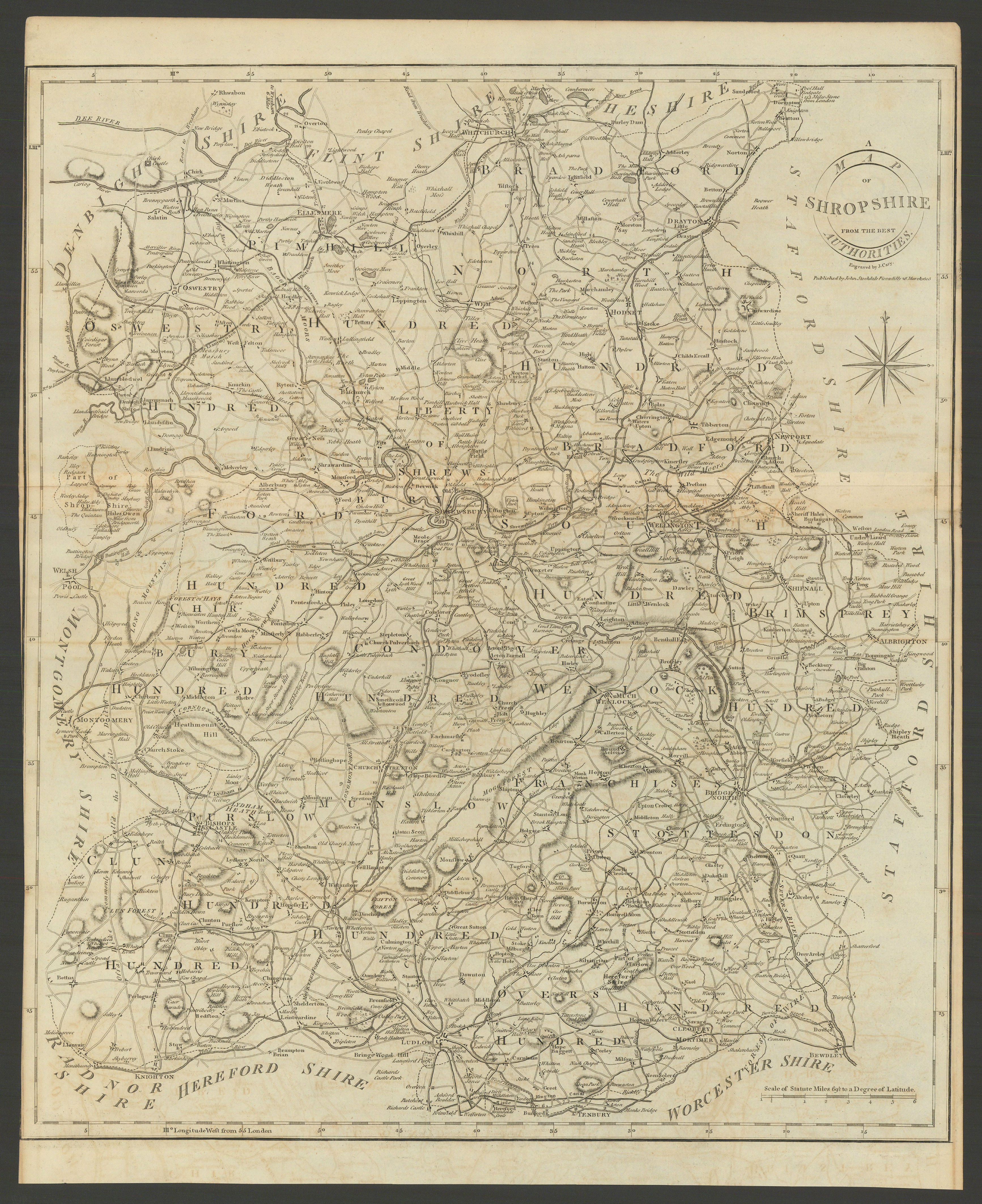 "A map of Shropshire from the best authorities". County map. CARY 1806 old