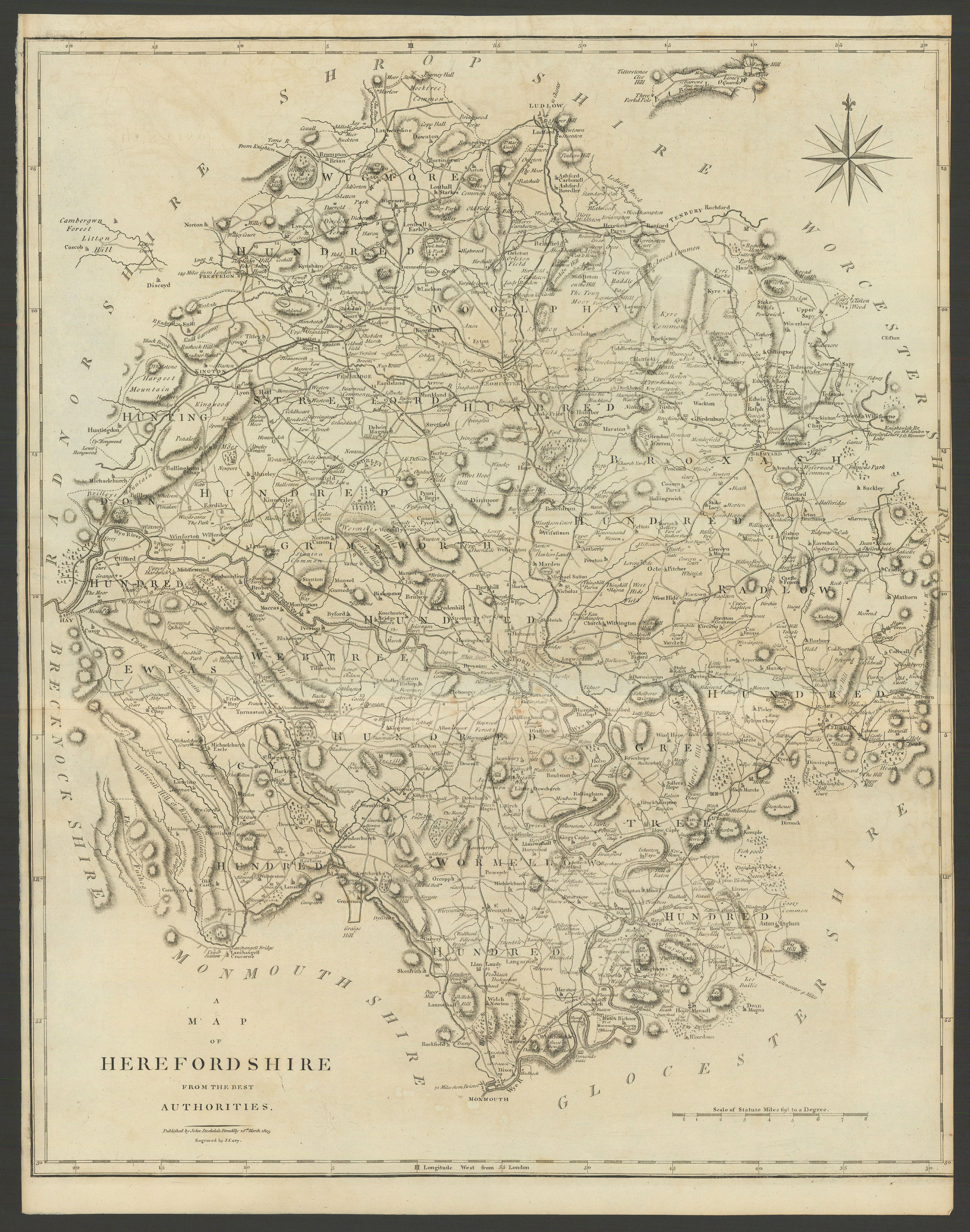 Associate Product "A map of Herefordshire from the best authorities". County map. CARY 1806